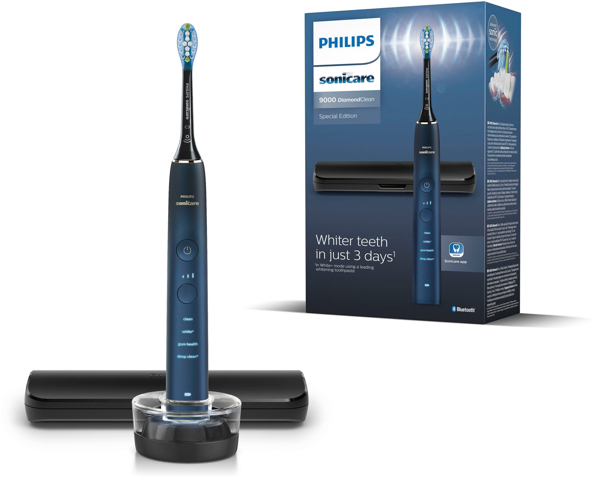 Philips Sonicare Elektrische Zahnbürste DiamondClean 9000 Special Edition HX9911, Aufsteckbürsten: 1 St., mit integriertem Drucksensor, 4 Putzprogramme und 3 Intensitätsstufen