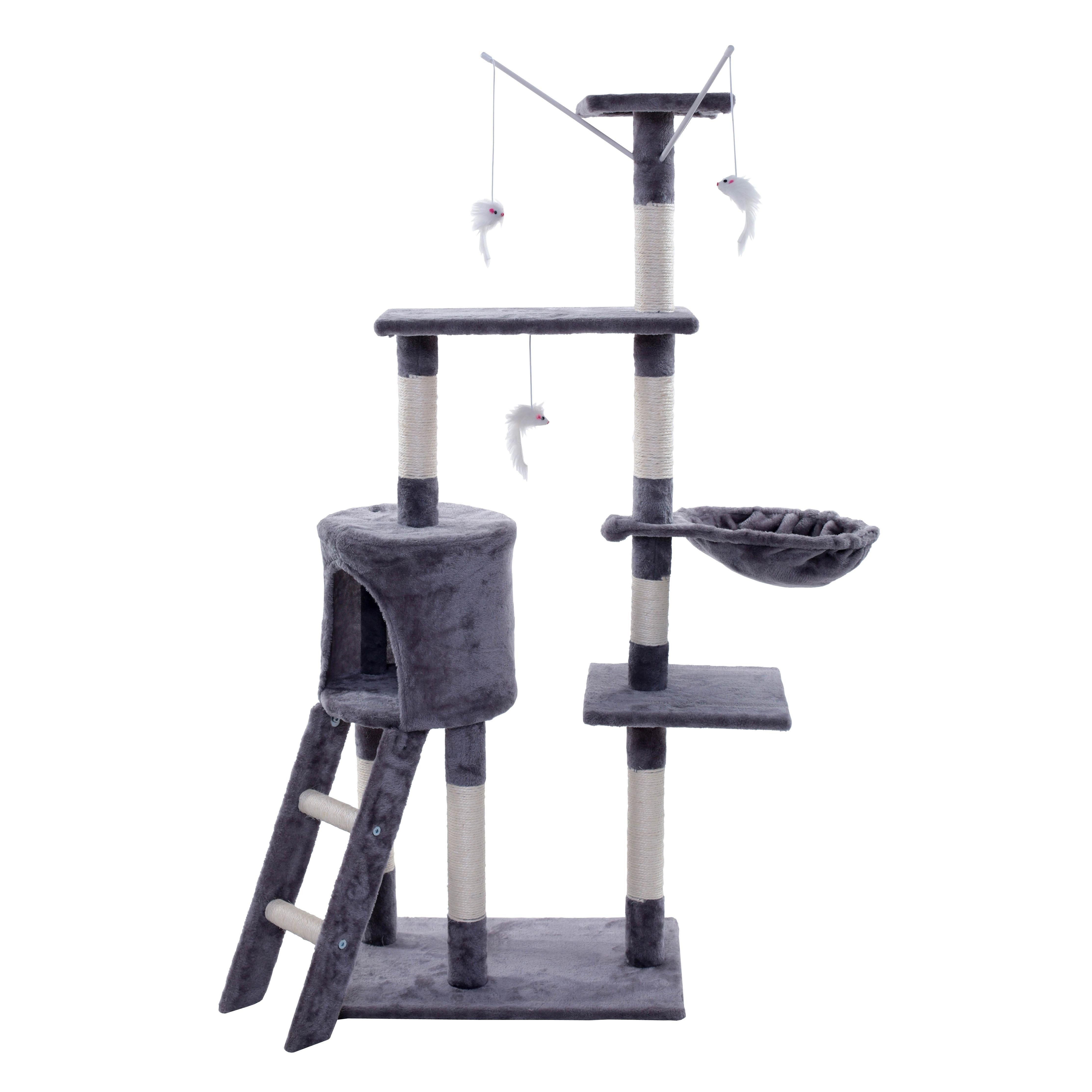 ESTEXO Kratzbaum Katzenbaum Katzenkratzbaum 138 cm XXL Kletterbaum Spielbaum Hellgra