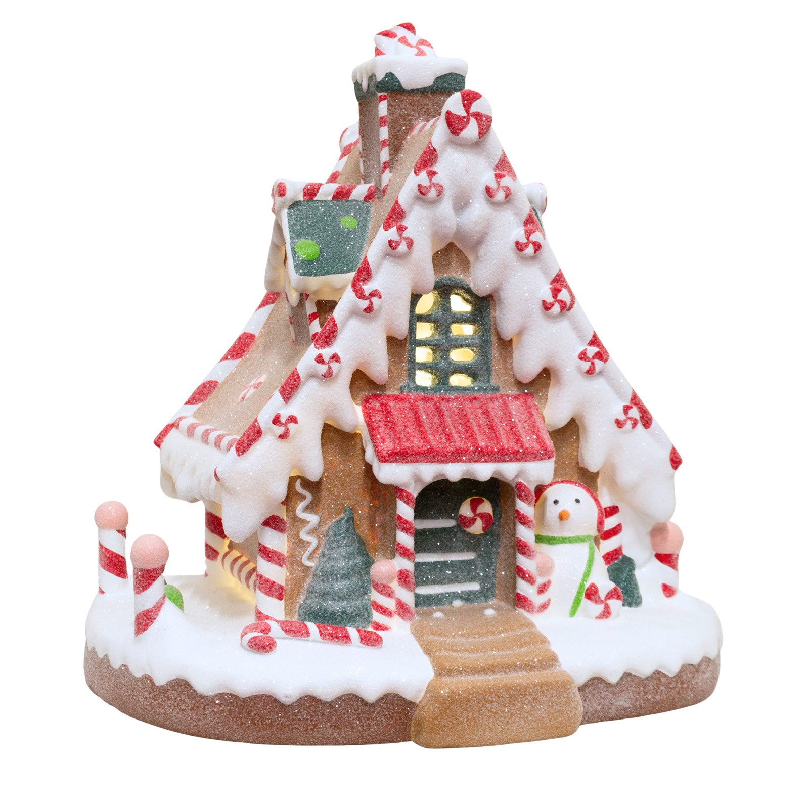 Christmas Paradise Weihnachtshaus LED Lebkuchenhaus 30cm, bunt mit Schneemann
