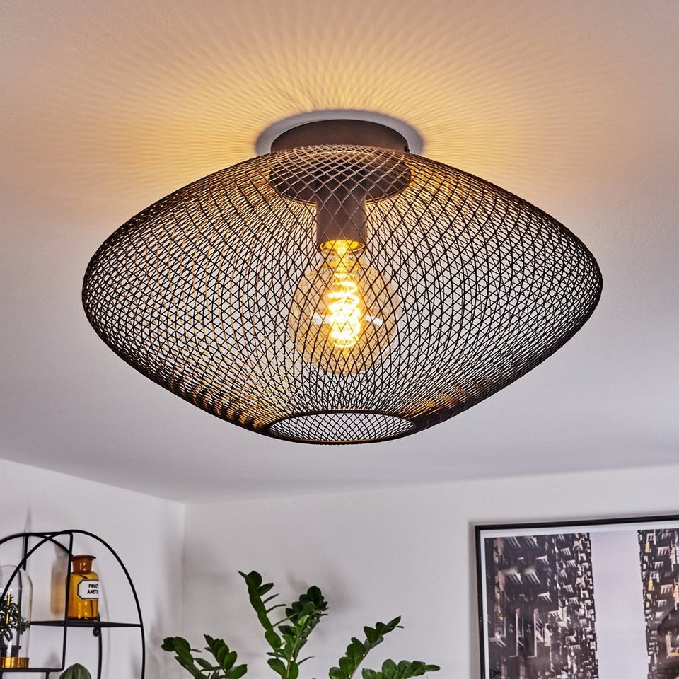 moderne mit »Careno« ohne Spot Leuchtmittel, E27 Lichteffekten, aus mit hofstein Deckenlampe Gitter-Optik, in Schwarz, Deckenleuchte Metall