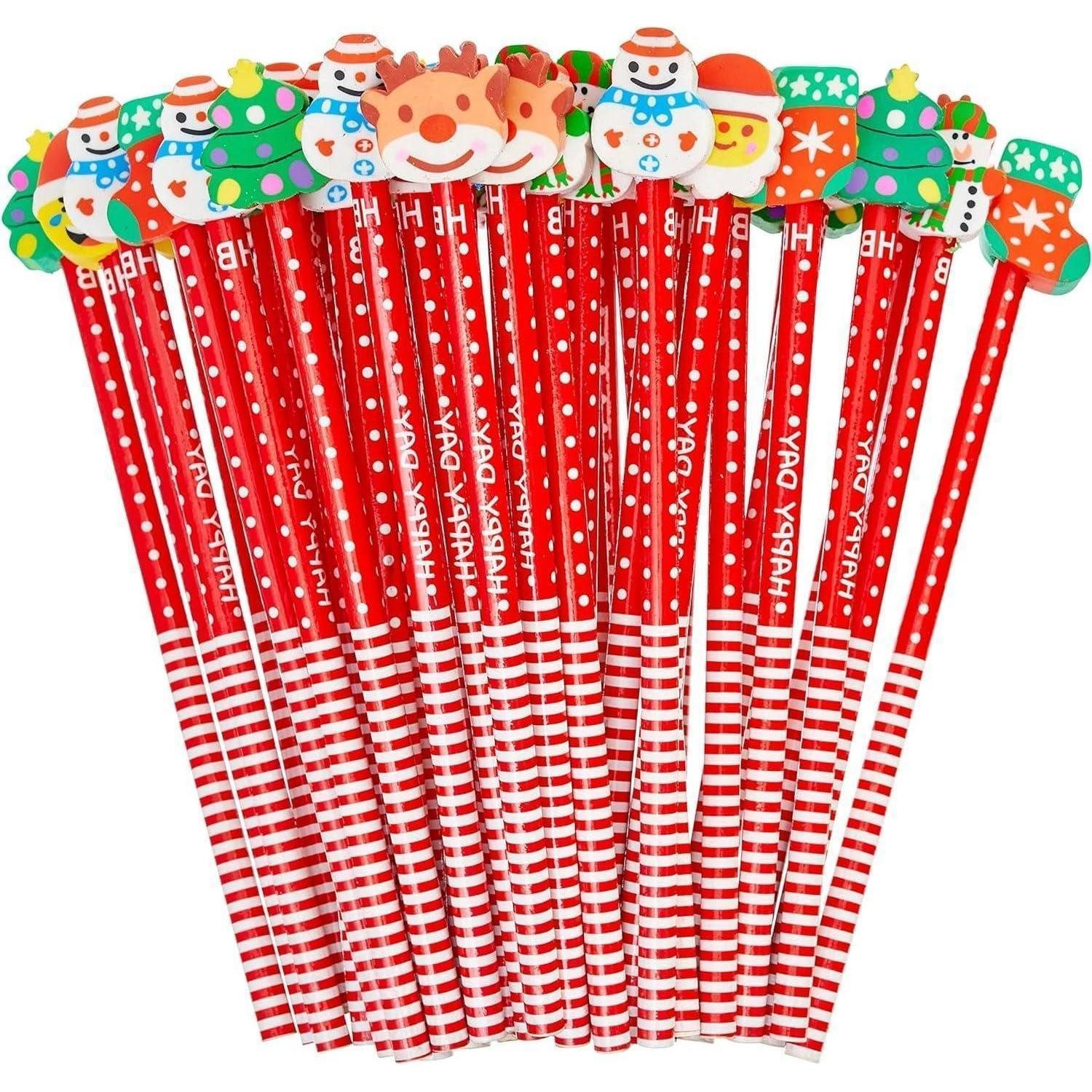 LuxusKollektion Bleistift Weihnachtsstifte 60 Stück Radiergummis Schneemann Rentierbaum Kinder