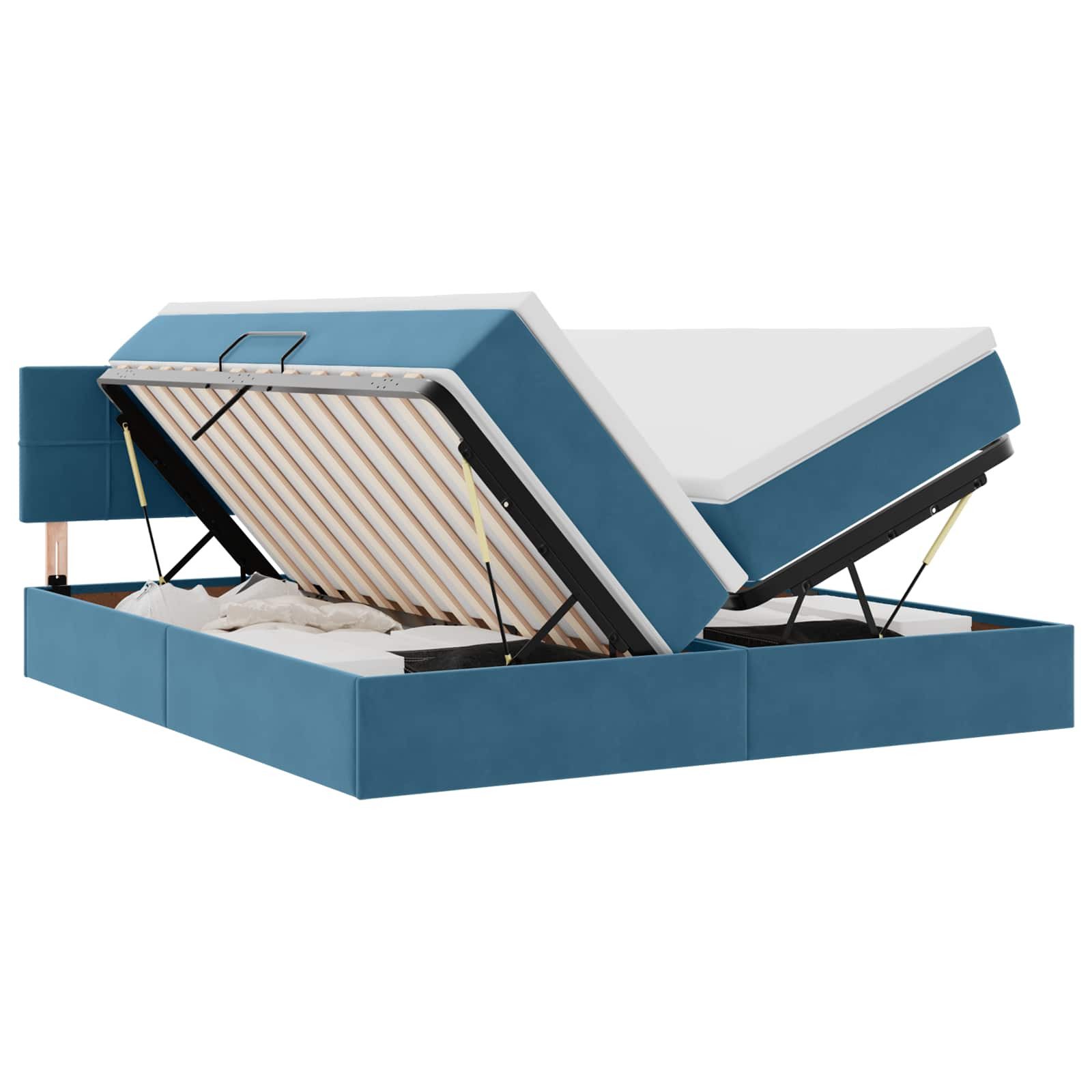 Bett Aufbewahrungsbett mit Matratze Dunkelblau 100 x 200 cm