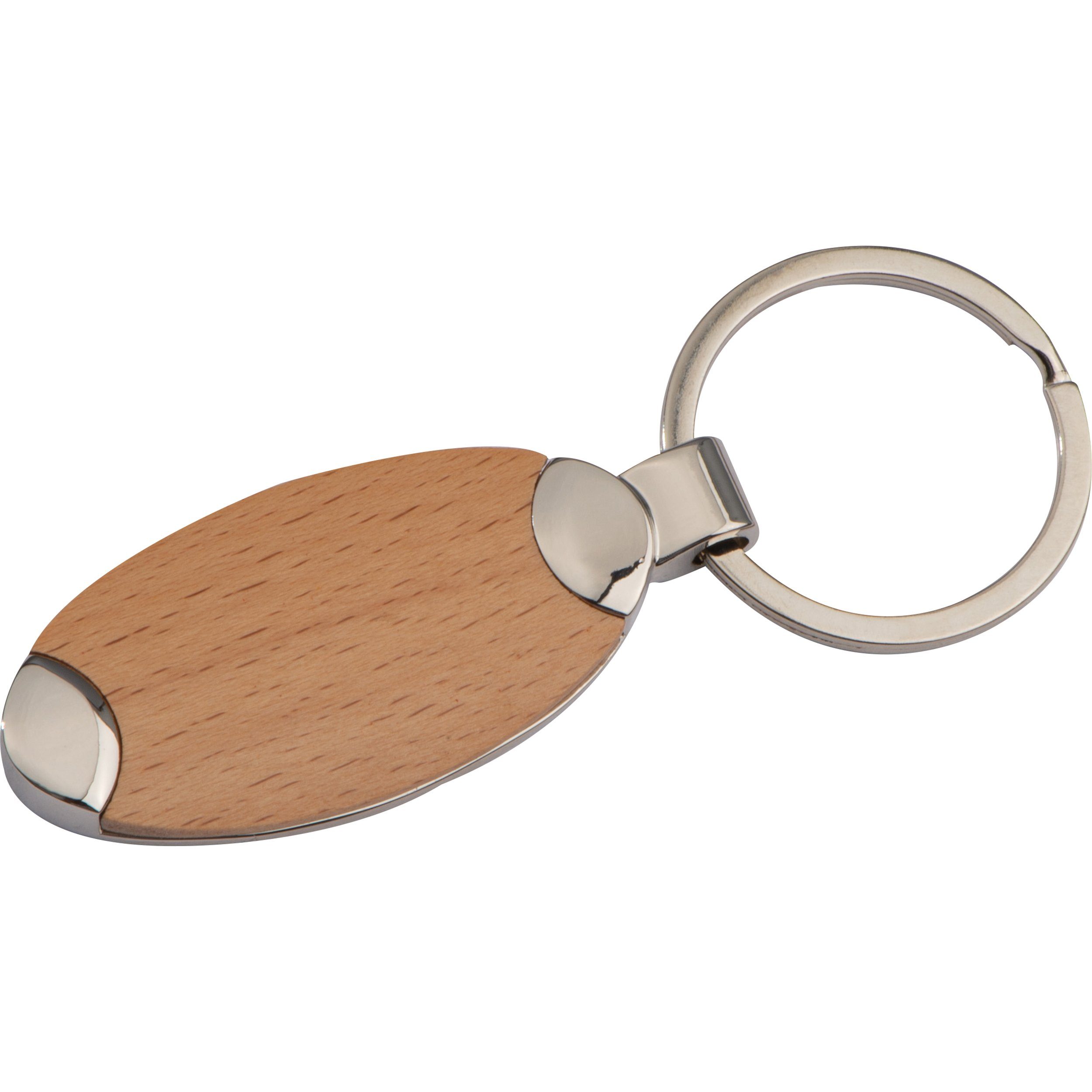 Easy Gifts Schlüsselanhänger Eleganter Schlüsselanhänger / aus Metall mit einem Holzinlay