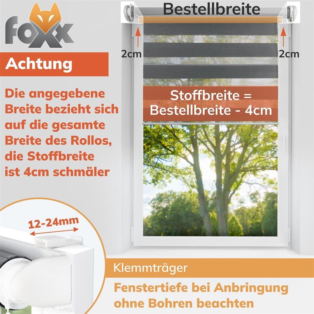 Doppelrollo Doppelrollo Klemmfix grau 50x140 cm, Foxx