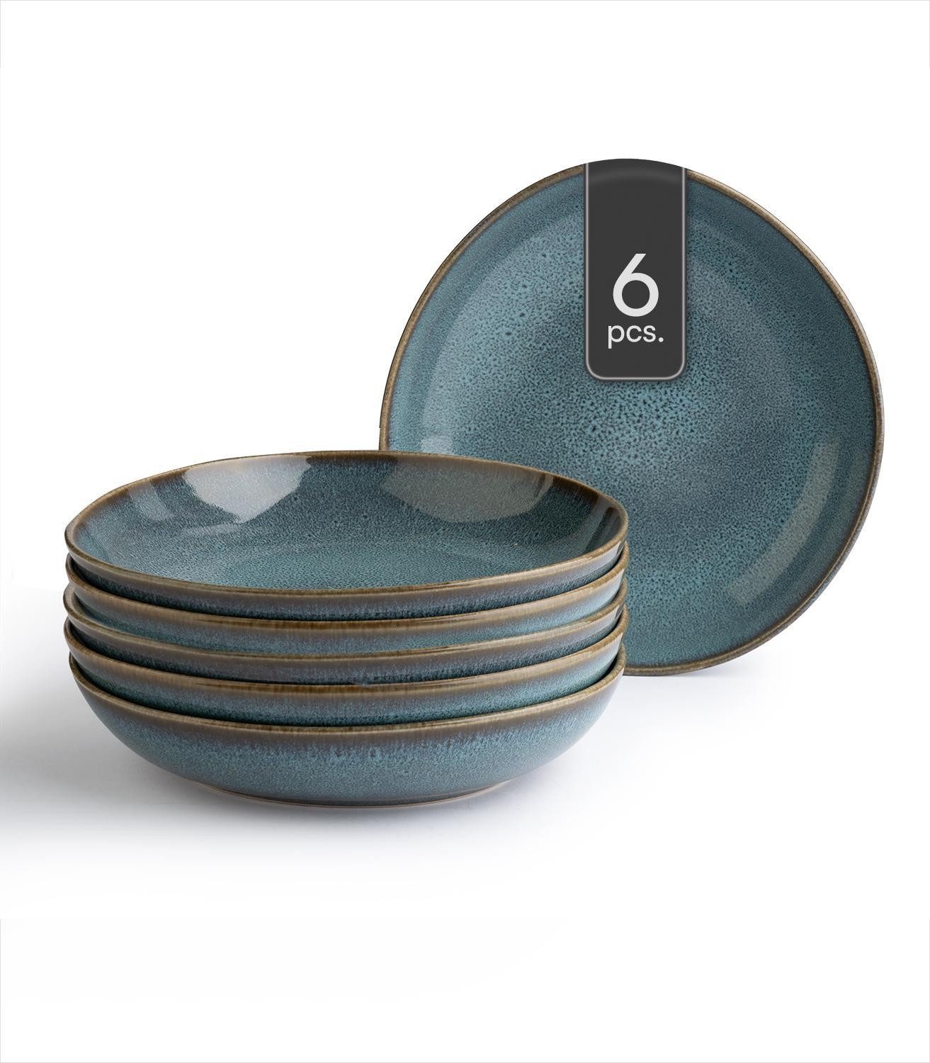 Villeroy & Boch Schale LAVE, 22 x 21 cm, Blau, Grün, mit Reaktivglasur, Steingut, (6-tlg), Spülmaschinenfest, Mikrowellengeeignet