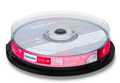 Philips DVD-Rohling 10 Philips Rohlinge DVD-R 4,7GB 16x Spindel