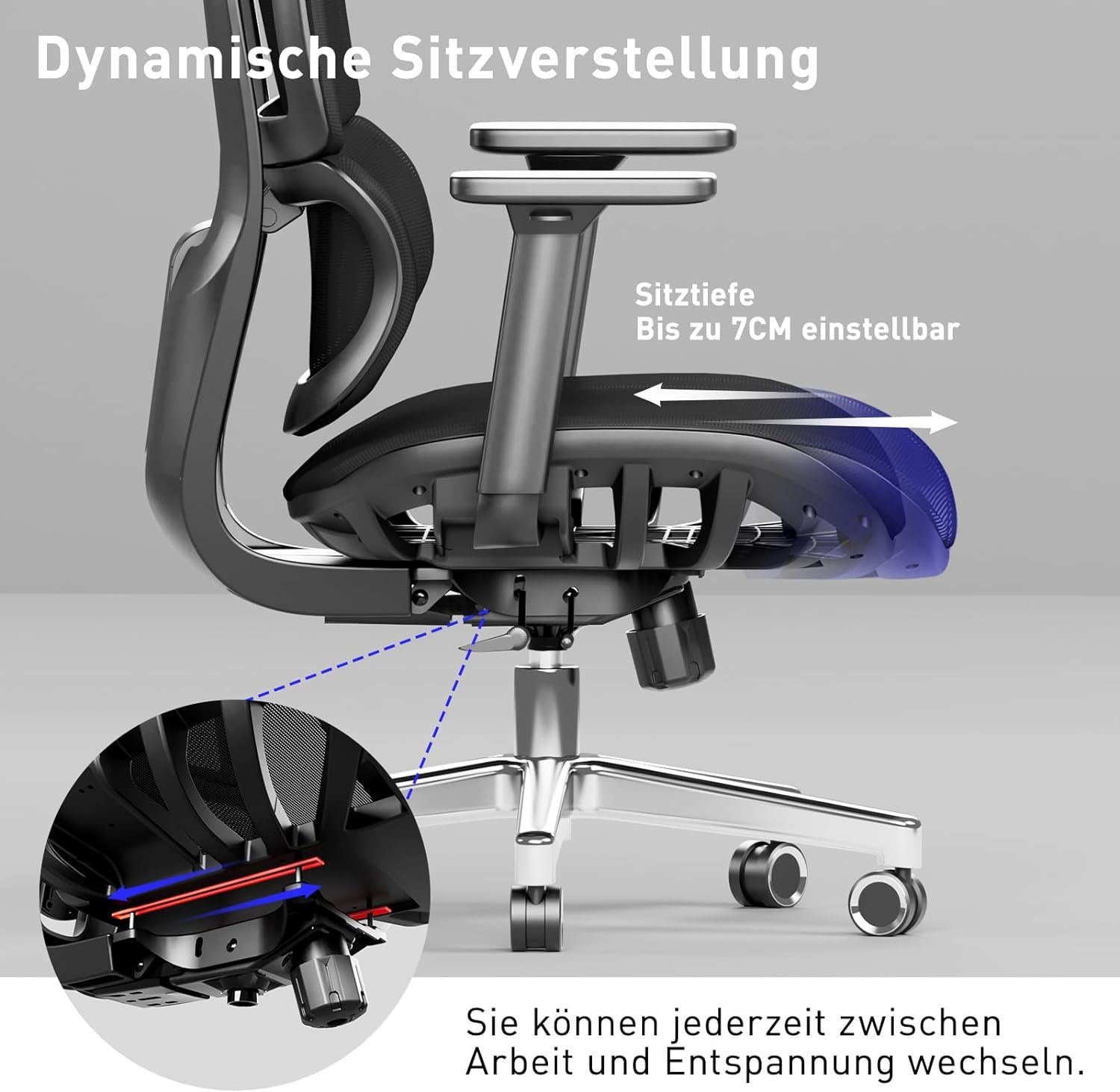Bürostuhl (Bürostuhl Chair mit Ergonomischer JOYFLY Bürostuhl verstellbarem ergonomisch: Office Bürostuhl Ergonomisch, Sitz), Schreibtischstuhl