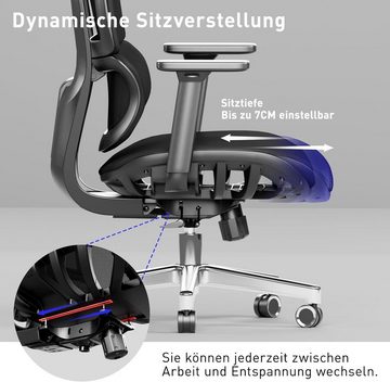 JOYFLY Bürostuhl (Bürostuhl ergonomisch: Schreibtischstuhl mit verstellbarem Sitz), Bürostuhl Ergonomisch, Ergonomischer Bürostuhl Office Chair