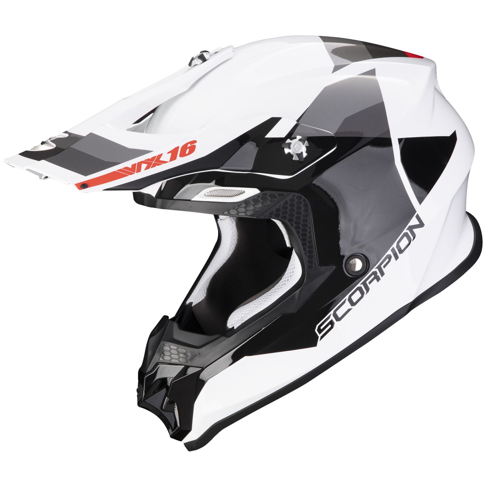 Motorradhelm Scorpion VX-16 Evo Air Spectrum Weiss / Silber XL