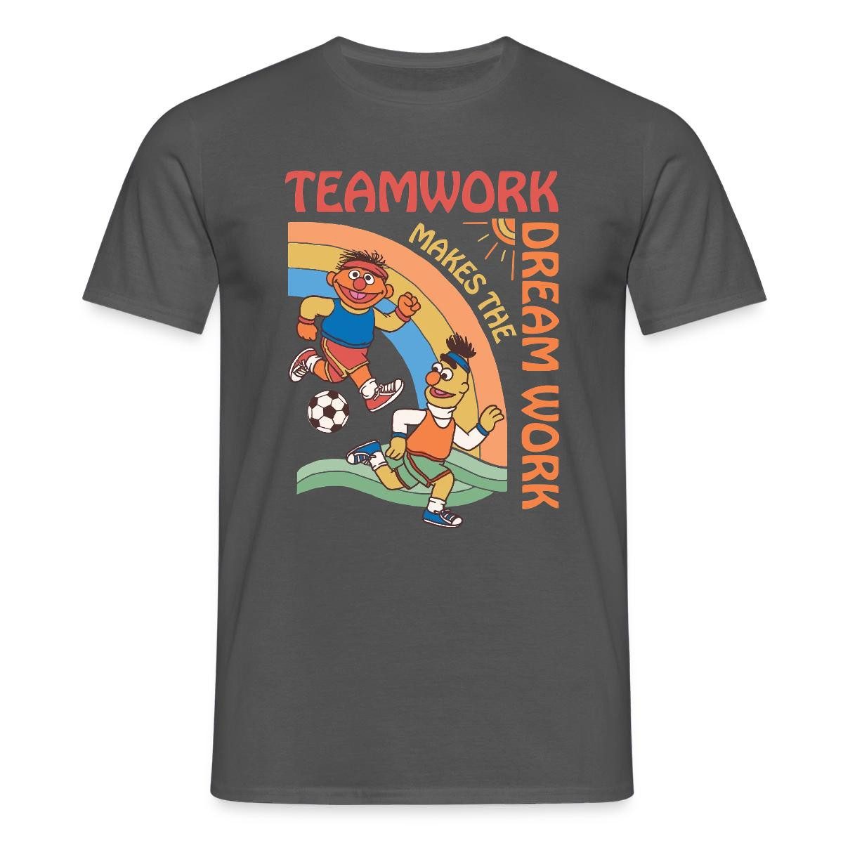 Spreadshirt T-Shirt Sesamstraße Teamwork Makes The Dream Work Mit Ernie Und Bert Männer T- (1-tlg)