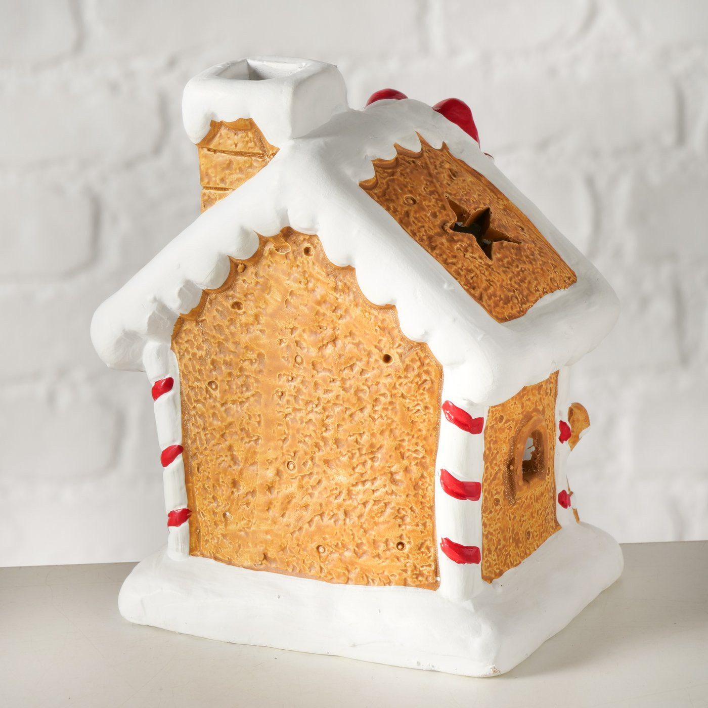 BOLTZE GRUPPE Weihnachtsdorf Dekoaufsteller Ginger 2er Set Lebkuchenhaus Mit LED Handbemalt – Bild 5 von 5