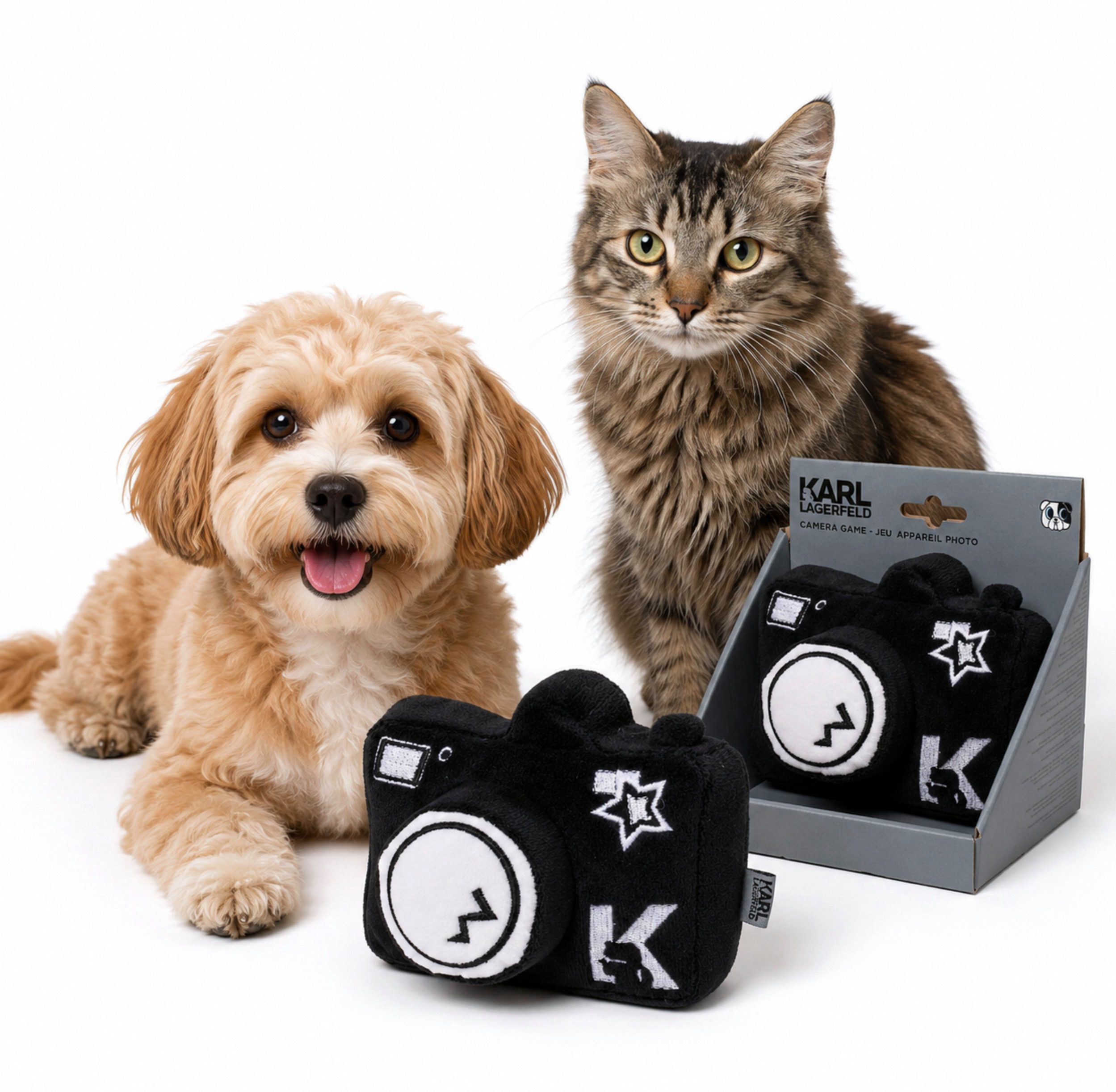KARL LAGERFELD Hunde-Dummy Haustiere Hunde Katzen Plüsch-Spielzeug Quietschspielzeug, Seltenes Sammlerstück aus einer früheren Haustierkollektion