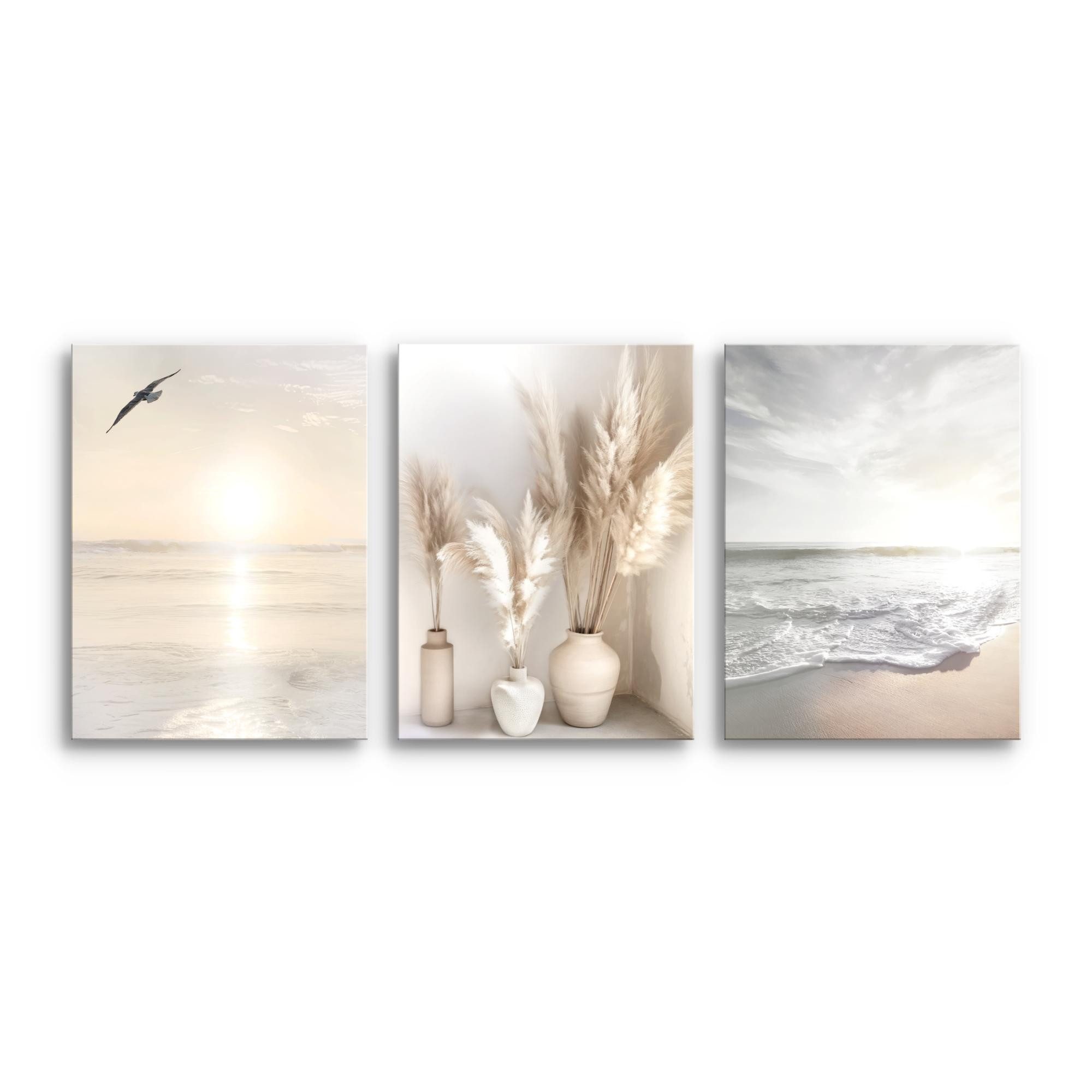 Novart Wandbild 3 Wandbilder Set Natur Wohnzimmer Deko Landschaft Berge Boh günstig online kaufen