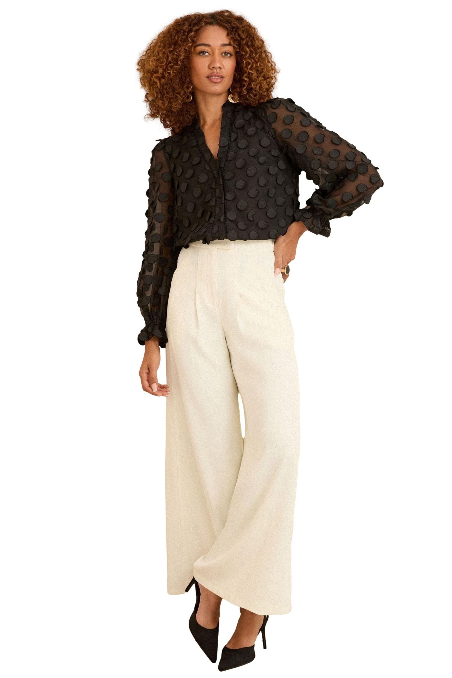 Love & Roses Langarmbluse Love & Roses Bluse mit 3D-Punkten, Regular (1-tlg)