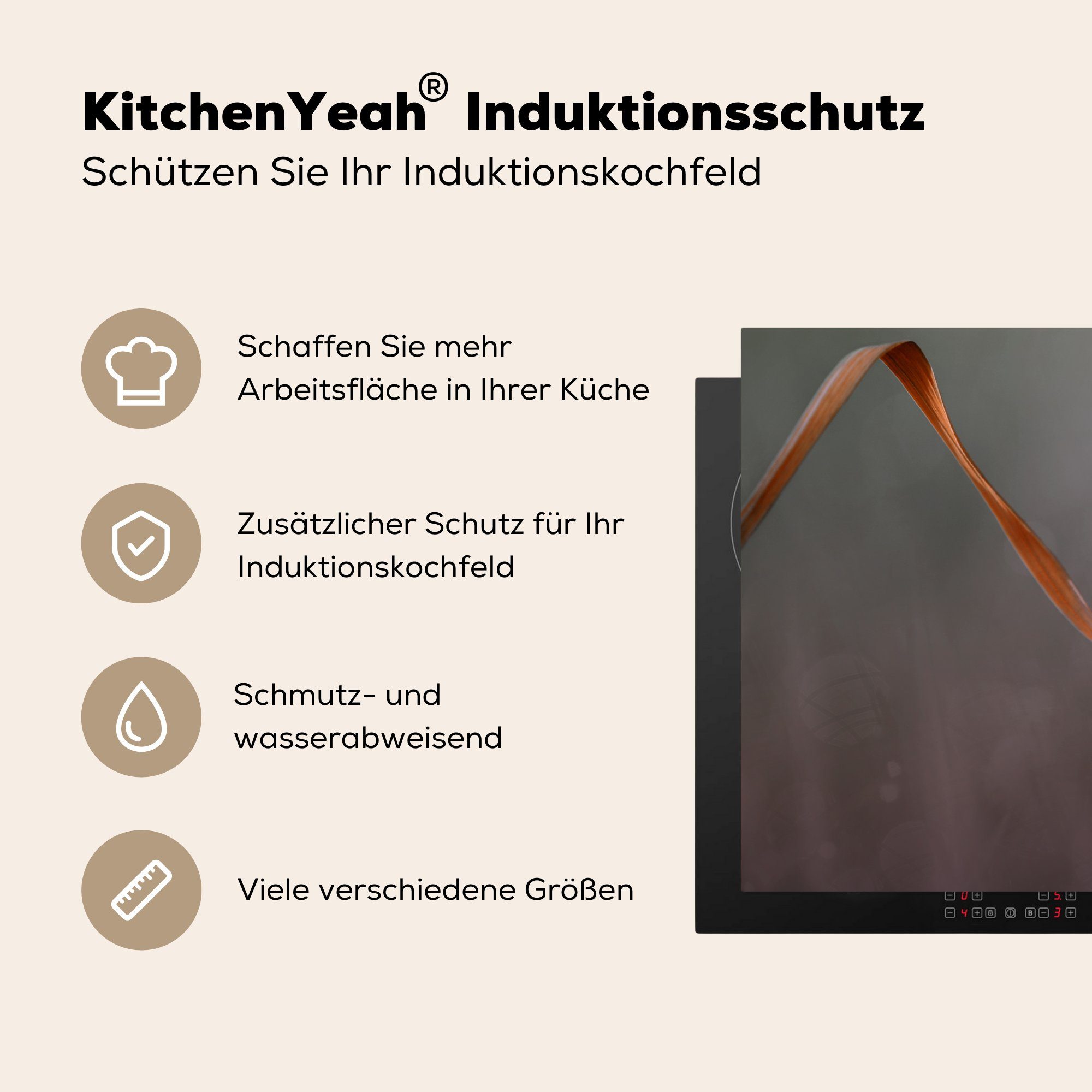 MuchoWow Herdblende-/Abdeckplatte Insekt - Orange cm, 81x52 Induktionskochfeld Blatt, Ceranfeldabdeckung küche, die für - Schutz Vinyl, (1 tlg)