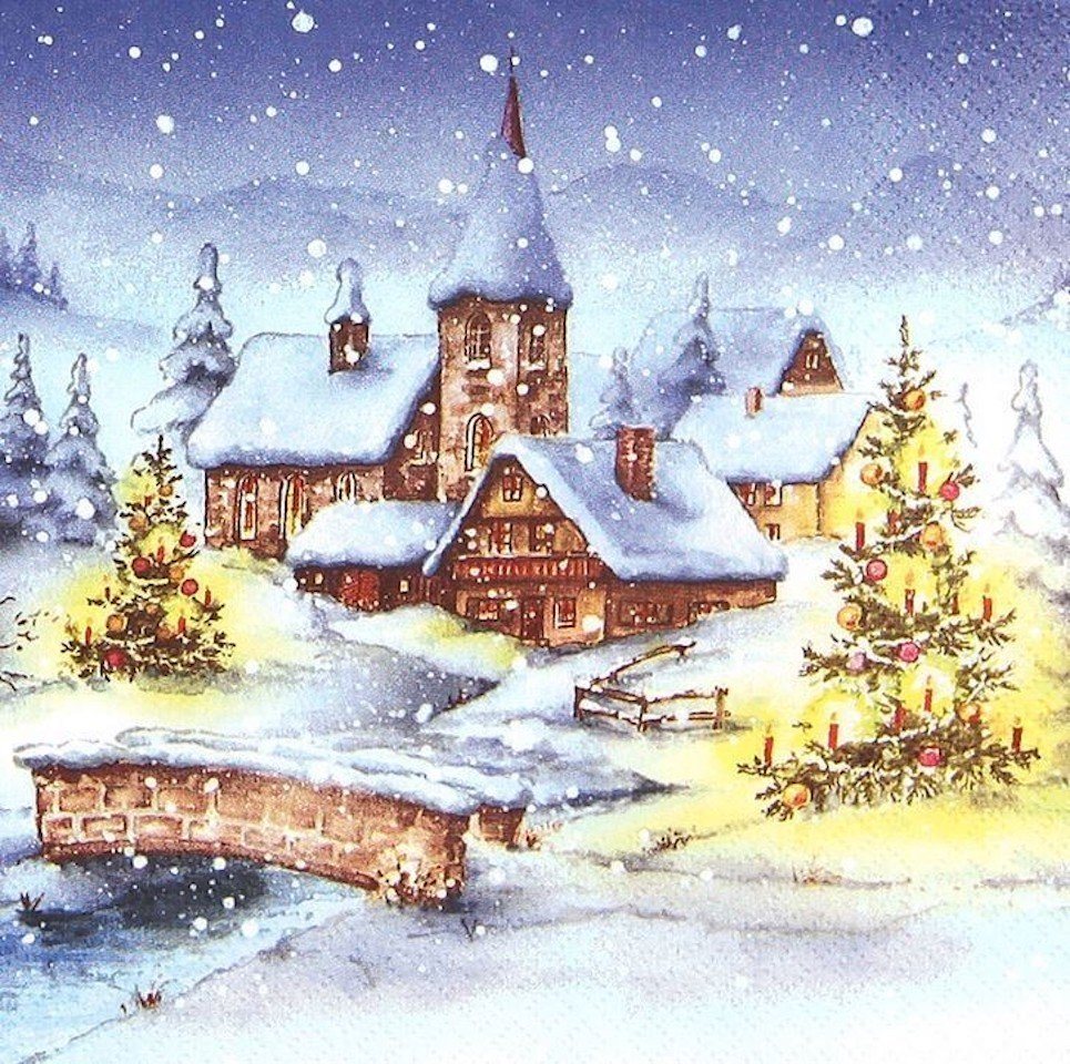 HOME FASHION Papierserviette Weihnachten, 33 cm, 3lagig, Christmas Village, Weihnachtsdorf, Tischdeko, Kollektion, Serviette., Tafel, Tischdekoration