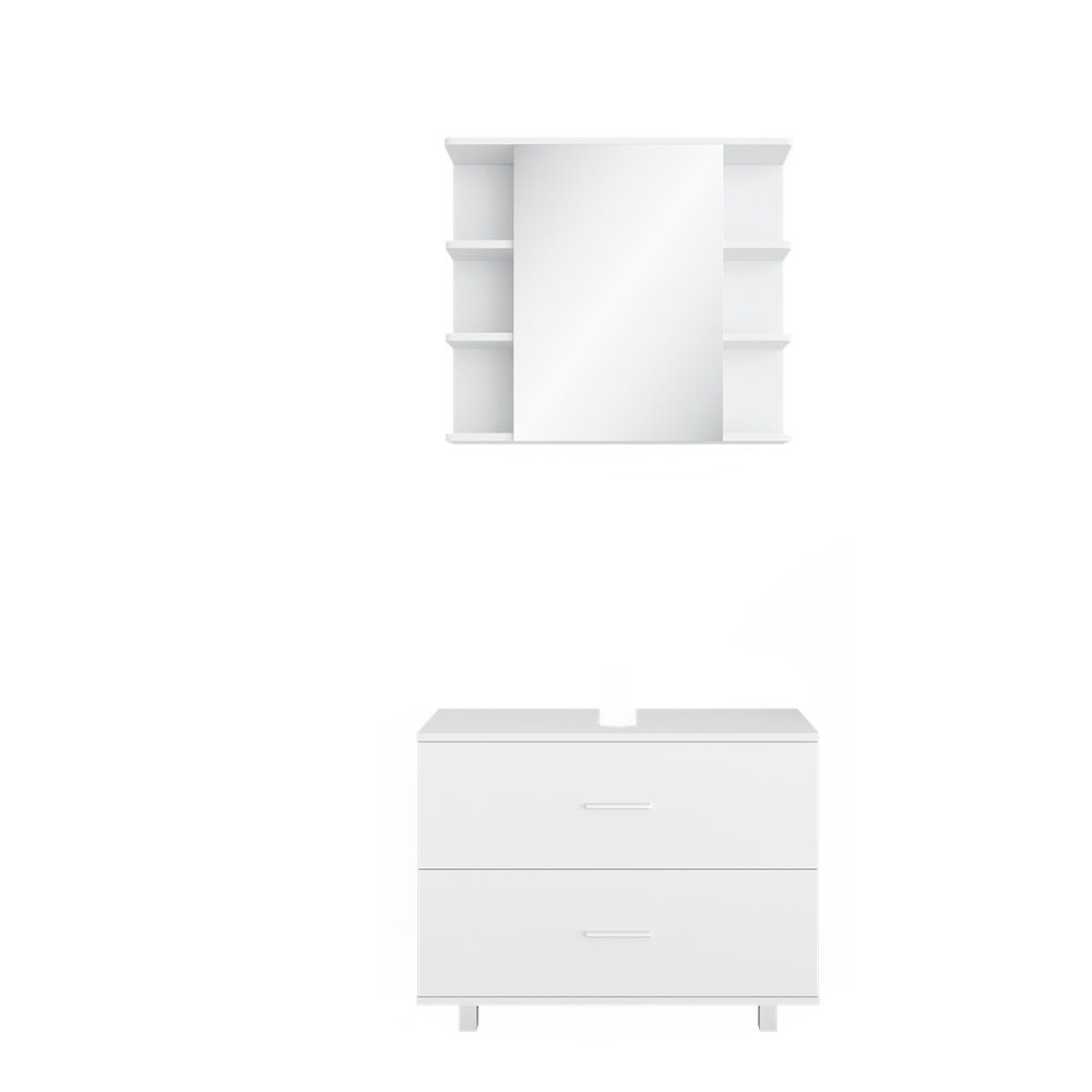 Badmöbel-Set Ilias, Weiß, 2 Teile, Unterschrank 80 cm