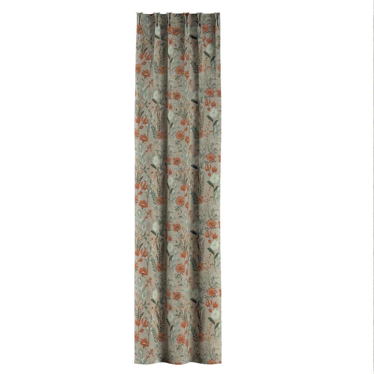 cm, x flämischen 2-er mit Dekoria Vorhang grau-orange-grün Flowers, Falten 100 70 Vorhang