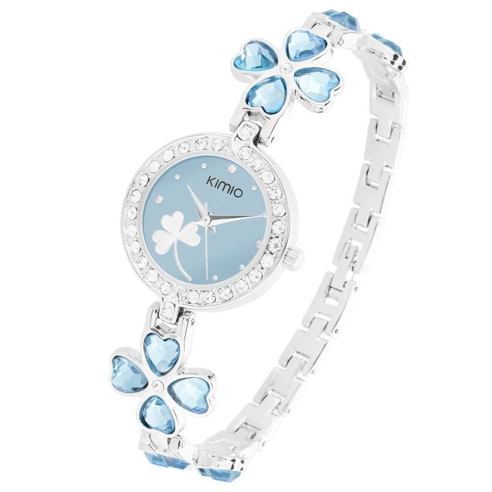 Taffstyle Quarzuhr Damen Armbanduhr mit Kristallen und Glücksbringer Kleebl günstig online kaufen