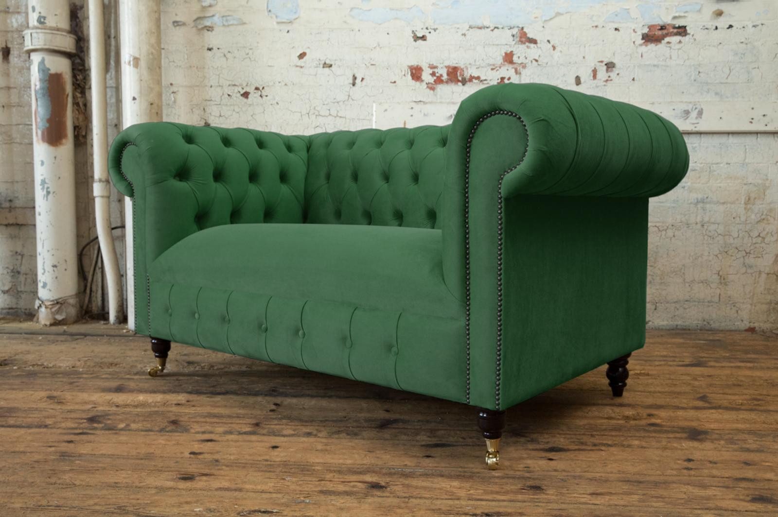 Xlmoebel Chesterfield-Sofa Zweisitzer Sofa aus Leder im klassischen Design, Hergestellt in Europa