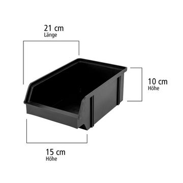 Lantelme Stapelbox 18 Stapelboxen mit Wandleiste (18 St), schwarz, 10x15x6cm