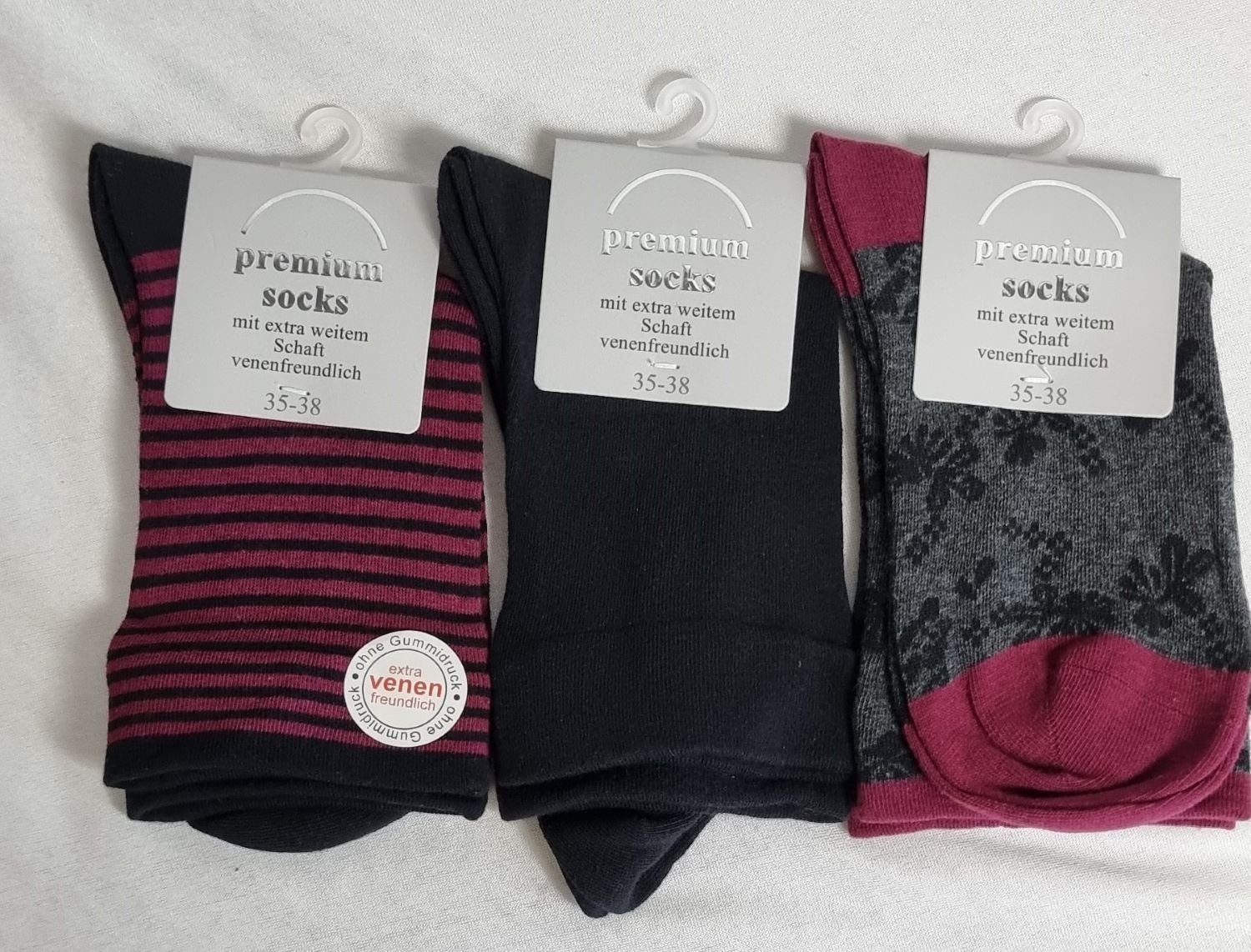 Damen atmungsaktiv Socken extra Pack 3er 3er mit Schaft,venenfreundlich, Toker Gesundheitssocken Collection® Pack) weitem (Packung,