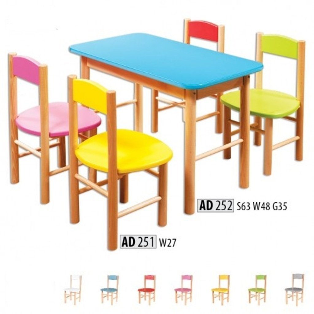 JVmoebel Kindertisch, Stuhl Set Kinderzimmer Sitzgarnitur Echtes Holz Massiv 5tlg. Sitz Gruppe Tisch