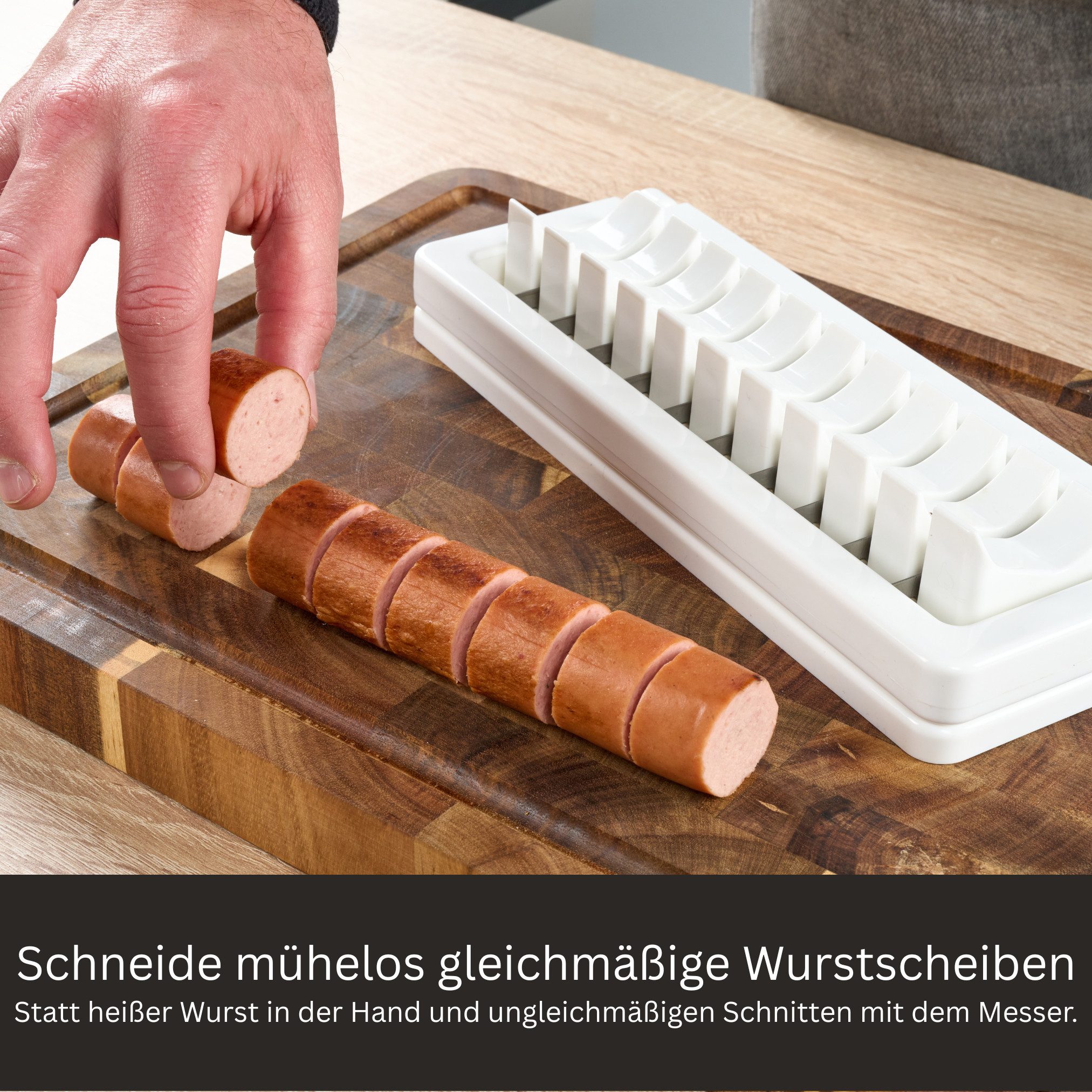 Curry Master Wurstschneider Currywurstschneider Bratwurstschneider für Zuhause, Manuell, Spühlmaschinenfest, Ultra-Scharfe Edelstahlklingen