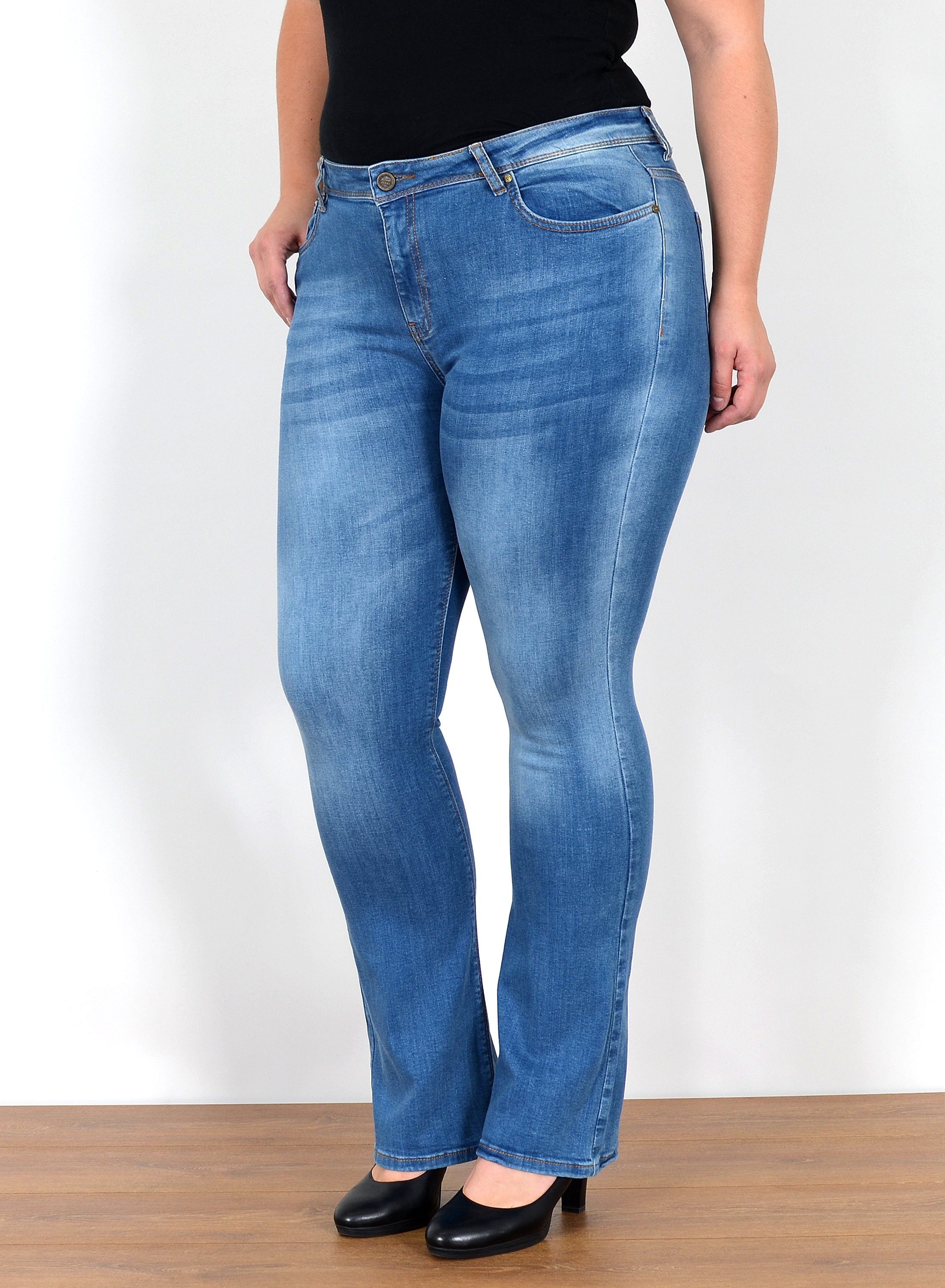 ESRA Bootcut-Jeans Stretch Jeans Damen High Waist Bootcut Jeans bis Übergrö günstig online kaufen