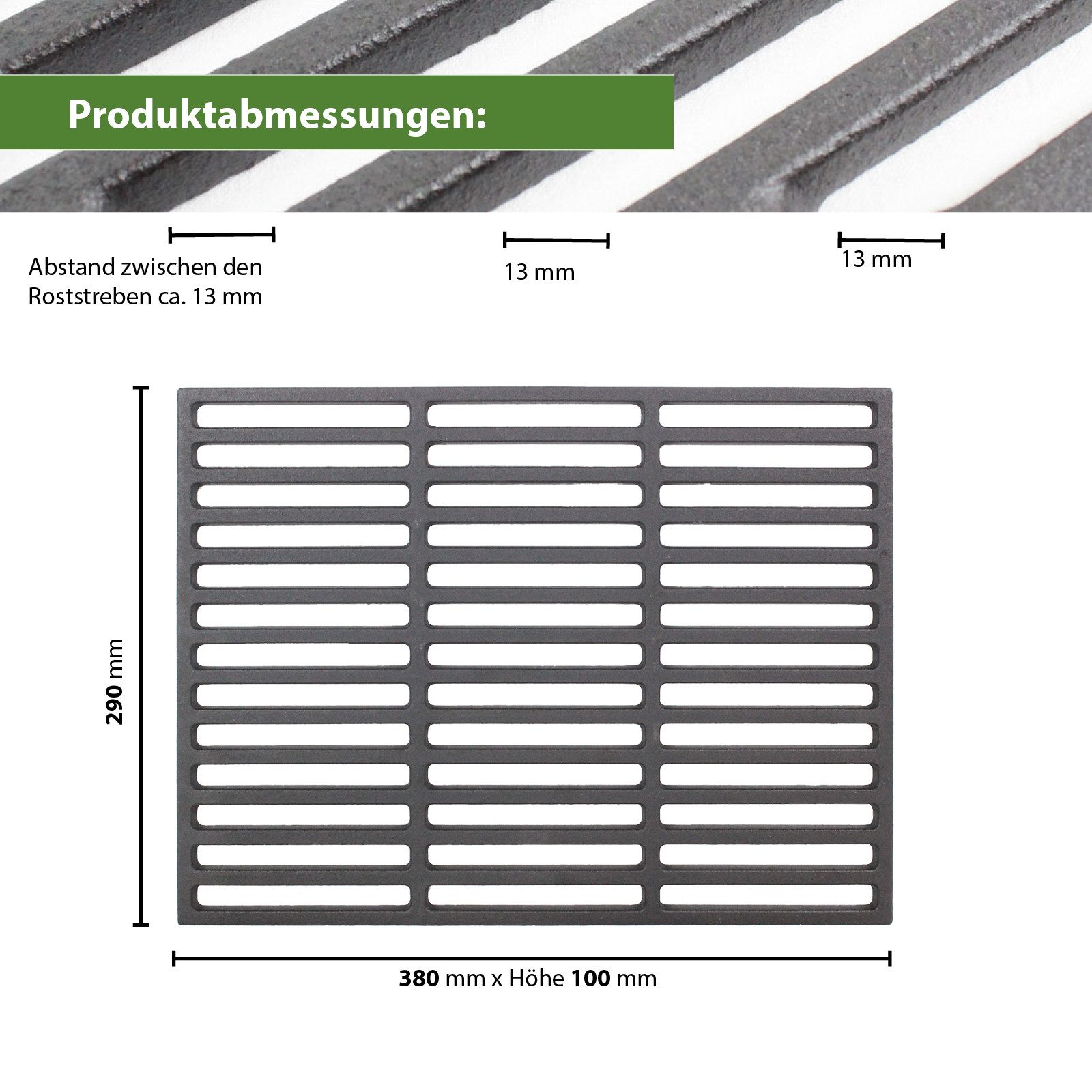 TRUTZHOLM Grillrost 38x29cm rechteckig emailliert Rost Grillgitter Gusseisen Grillplatte