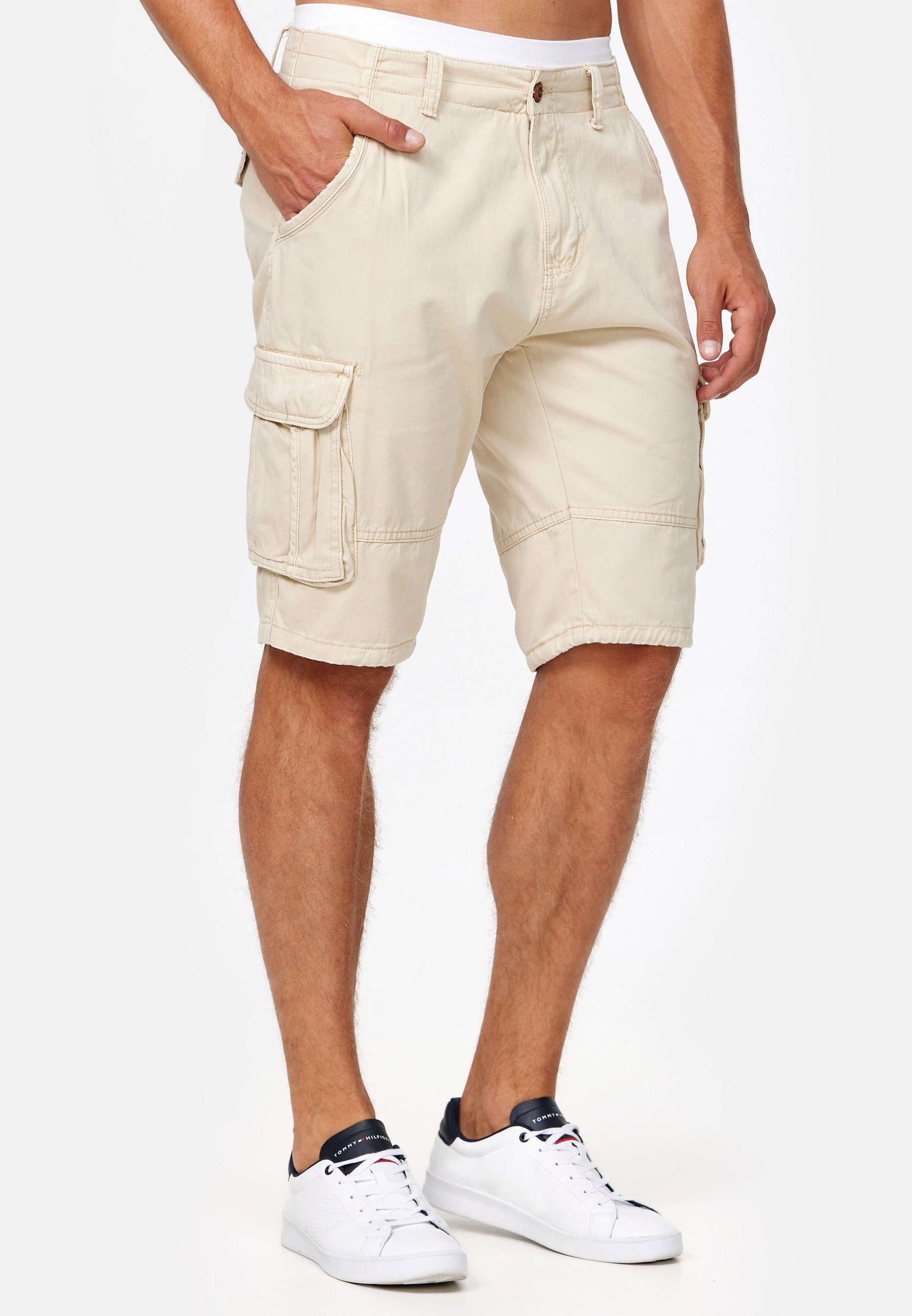 Indicode Cargoshorts Herren Monroe Cargo Cargo Shorts Herrenshorts mit 6 Taschen inkl. Gürtel