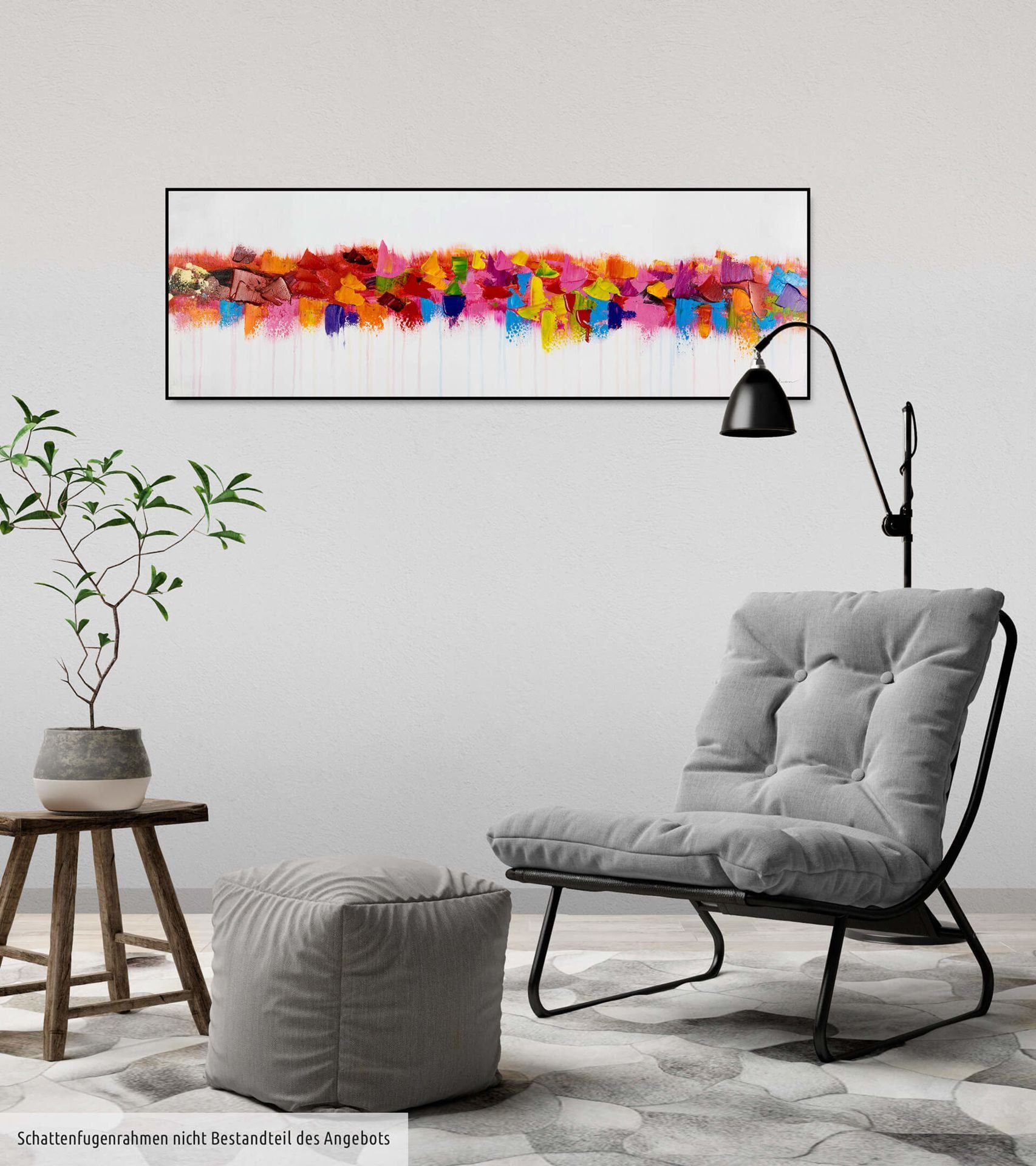 KUNSTLOFT Gemälde Farbenspiel am Horizont 120x40 cm, Leinwandbild 100% HANDGEMALT Wandbild Wohnzimmer