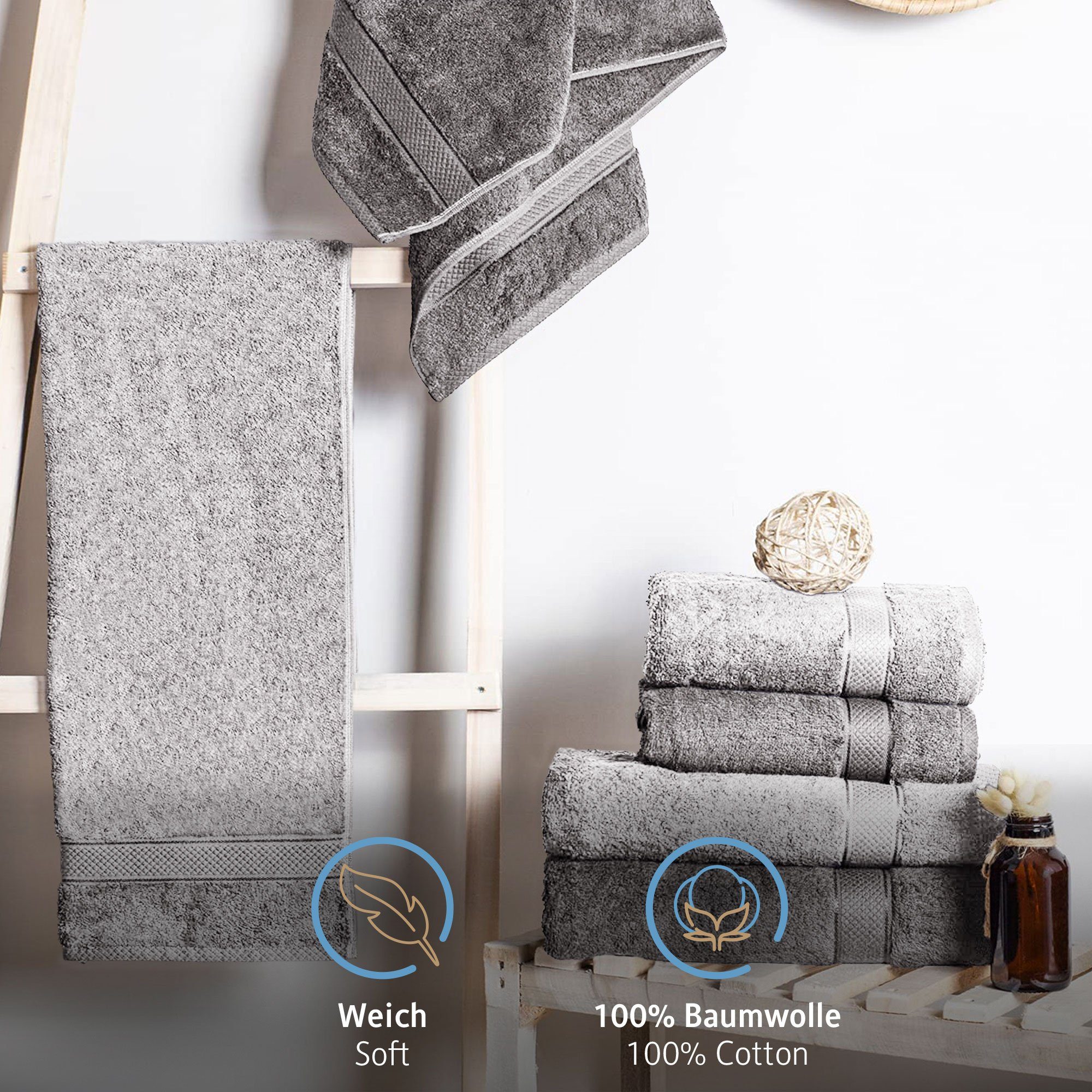 Komfortec Handtuch Set 100% Baumwolle, 2 günstig online kaufen