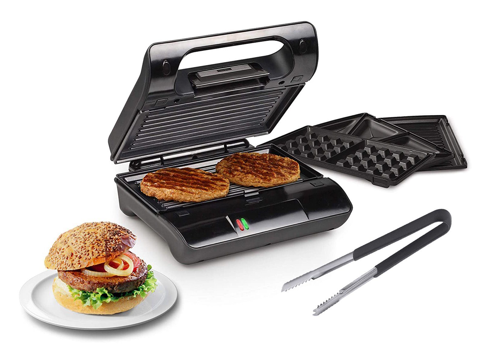PRINCESS Sandwichmaker, 700 W, & Waffeleisen 3in1 belgische Waffeln Indoorgrill Panini Multigrill