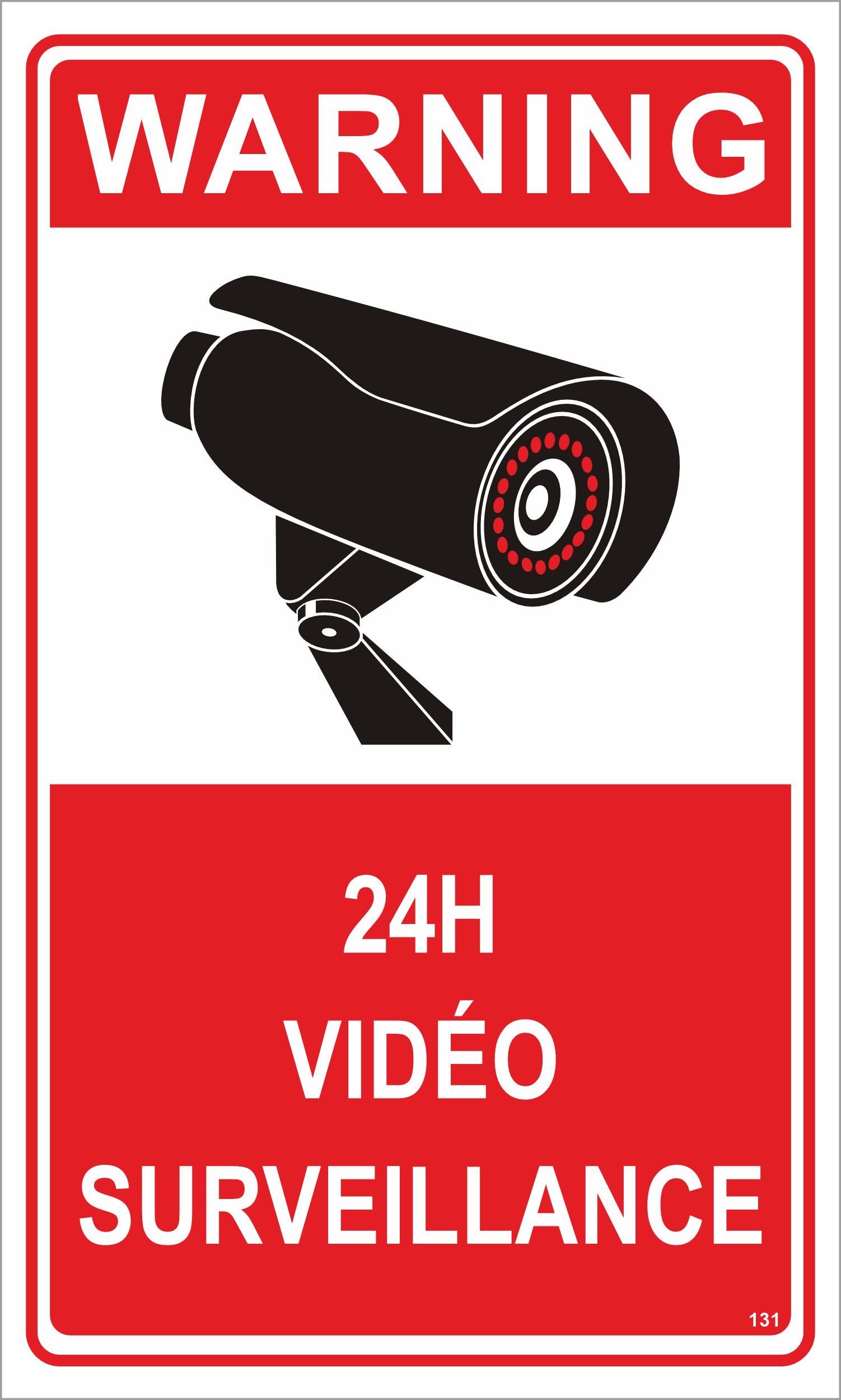 Hermann Schütz Hinweisschild WARNING 24H VIDÉO SURVEILLANCE 150x250 mm Kunststoff, (1 St)