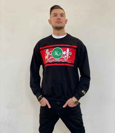 KR-Industries Sweatshirt KR Sweat Red mit Rundhalsausschnitt, unifarben mit Applikationen