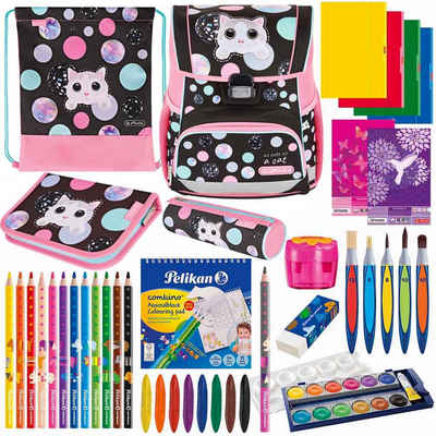 Herlitz Schulranzen Herlitz Schulranzen Set Loop Plus Cute Cat 14-teilig