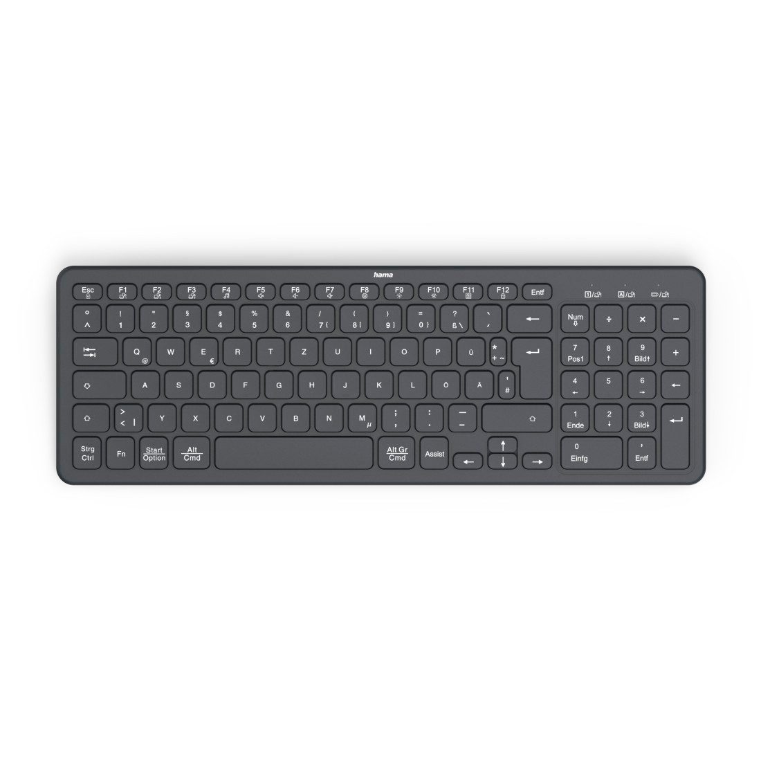 Hama Tastatur WK-300 (kabellos, QUERTZ, Multi-Device) Tastatur