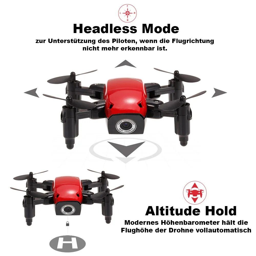 efaso RC-Quadrocopter S9W Kamera faltbar Drohne One-Key-Return WiFi Mini Auto. weiss Headless - / / Höhe-Halten / RC / Start&Landen 3-Speed-Stufen, / Mode