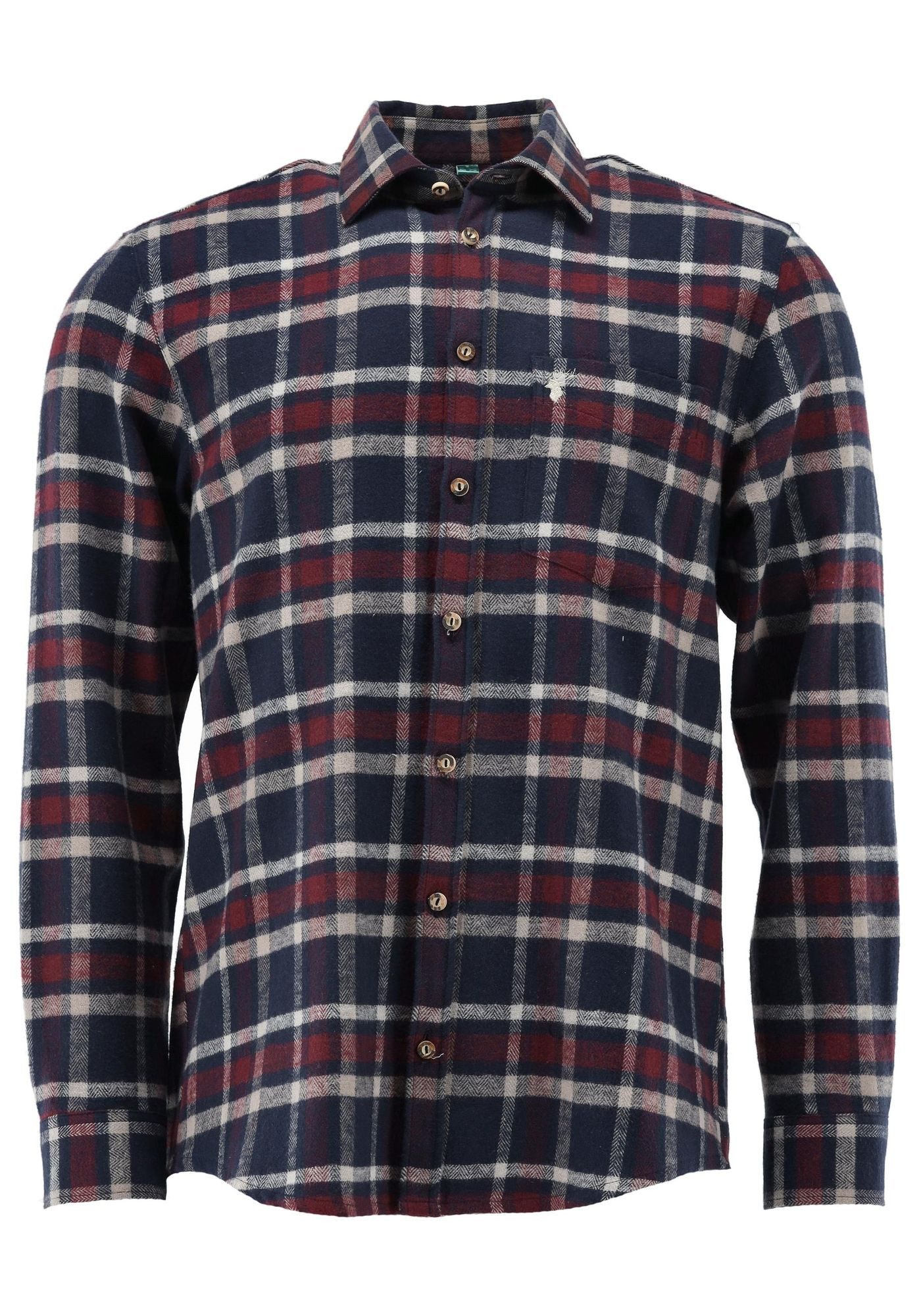 OS Trachten Trachtenhemd Libaya Herren Langarmhemd mit Haifischkragen