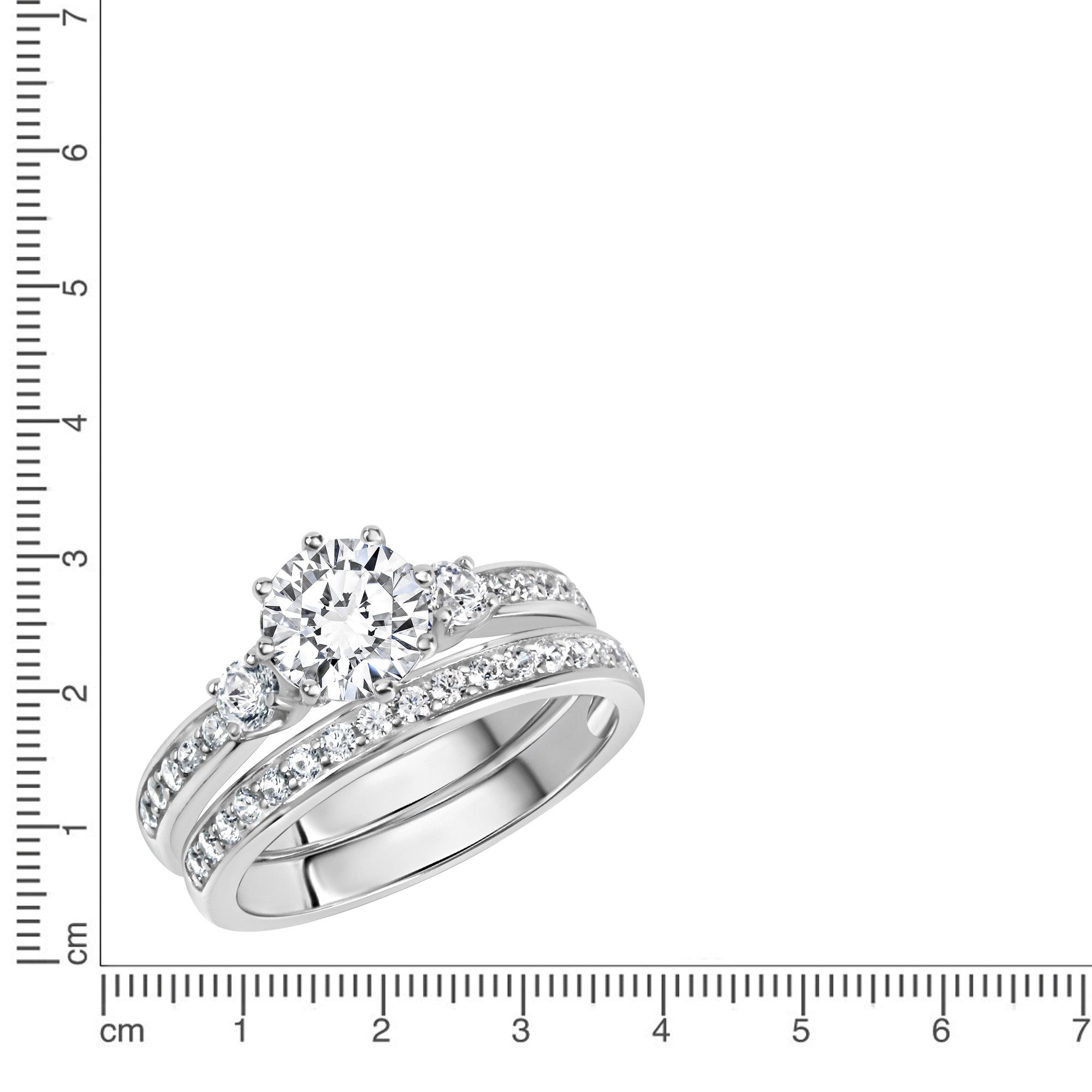 Zeeme Fingerring Silber 925 zweiteilig mit Zirkonia weiß günstig online kaufen