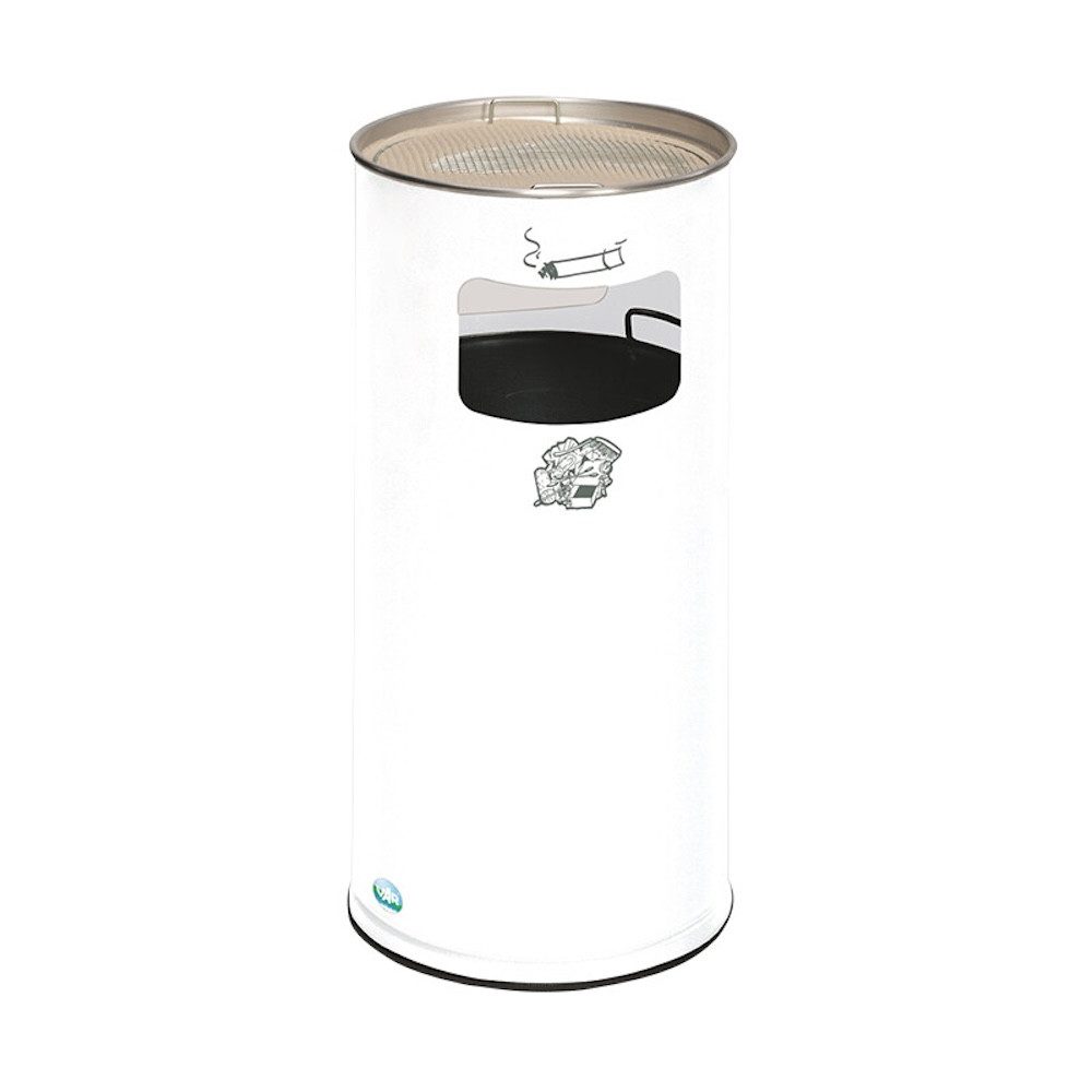 PROREGAL® Aschenbecher Klassischer Kombiascher rund 70x32x32cm Weiß