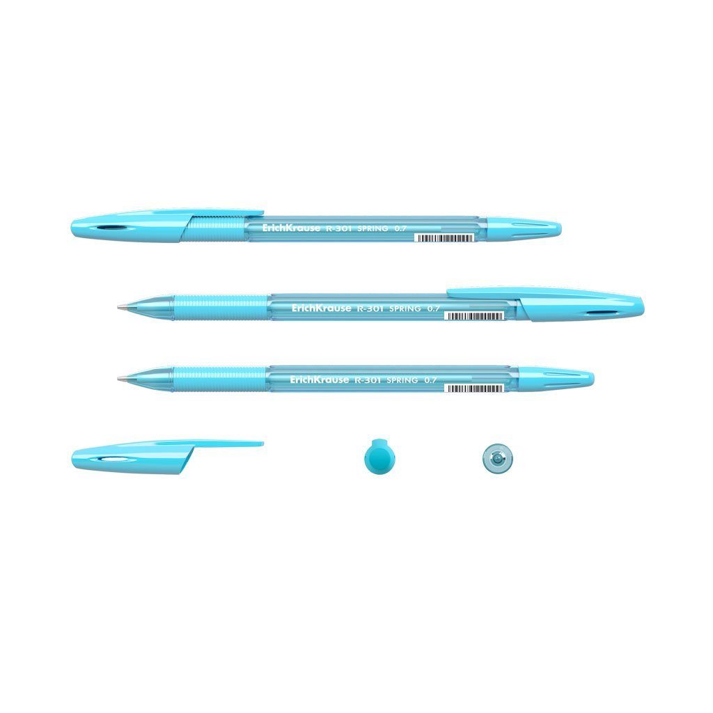 Erich Krause Kugelschreiber, Kugelschreiber R-301 Spring 0,35mm mit Gummigriff 50er Pack Blau