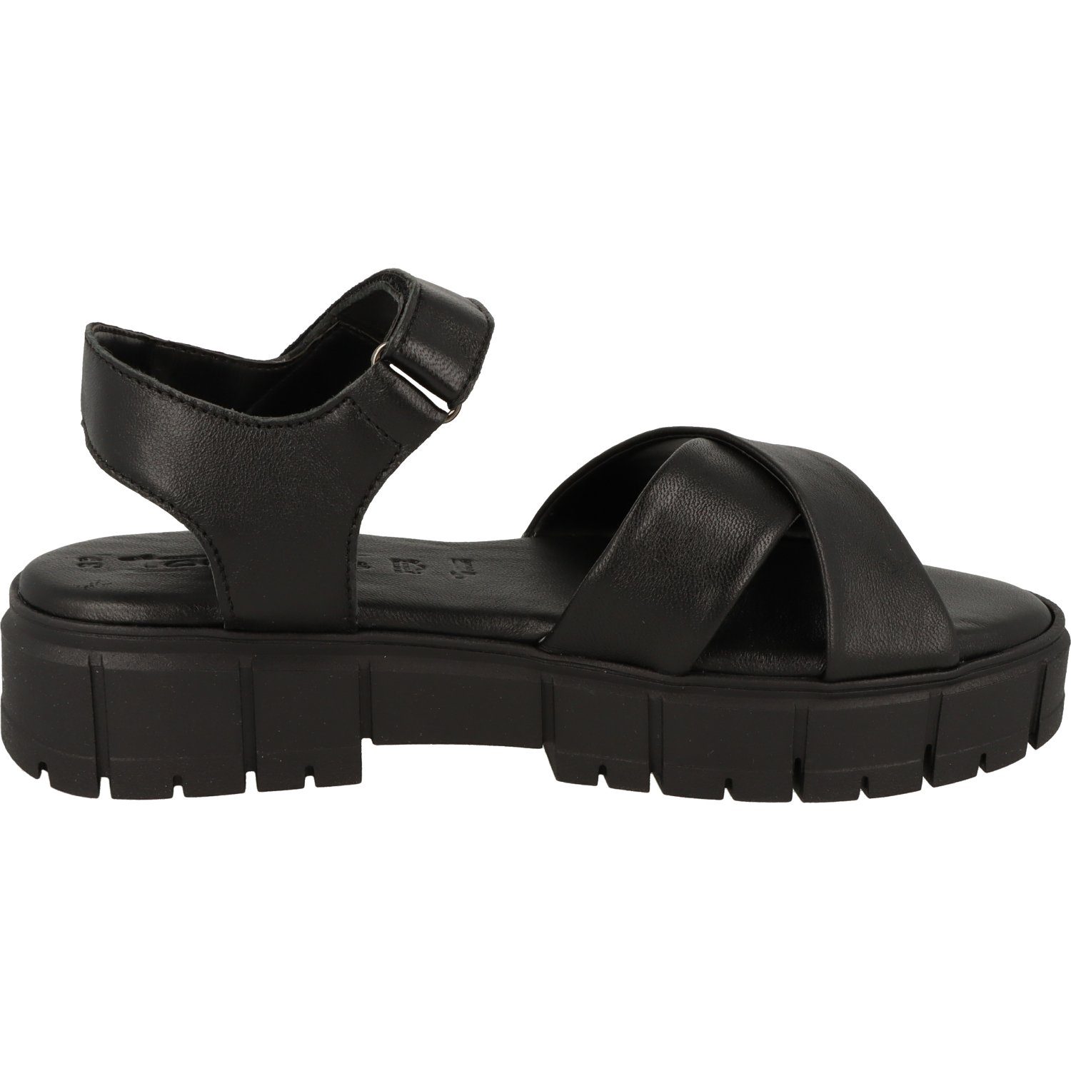 Schuhe Tamaris Leder Black Plateausandale Leather Klett Komfort Damen 1-28242-20 Sandalette
