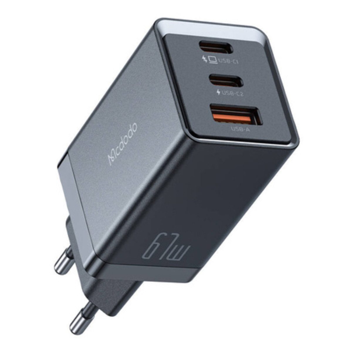 mcdodo Mcdodo CH-1541 GaN Wandladegerät, 2x USB-C, 1x USB, 67W (schwarz) Netzteil