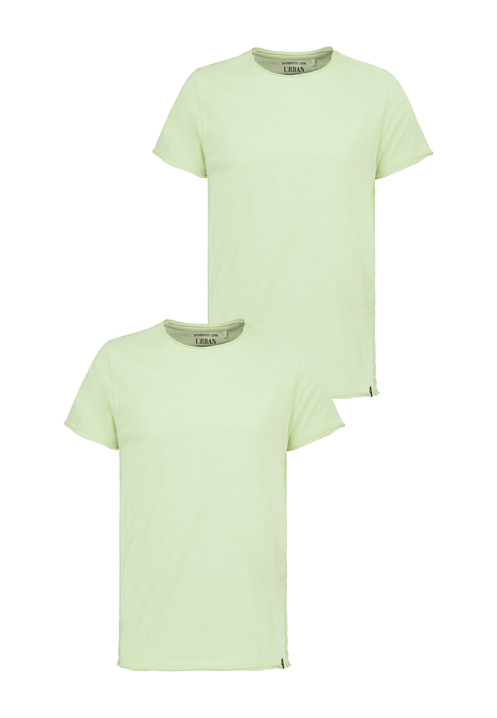 Urban Surface T-Shirt Rundhals mit Rollkante und Baumwollqualität (2-tlg) O günstig online kaufen