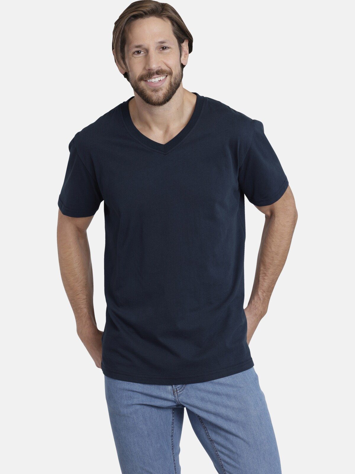 Jan Vanderstorm T-Shirt OSMO legere Passform (2er-Pack) dunkelblau
