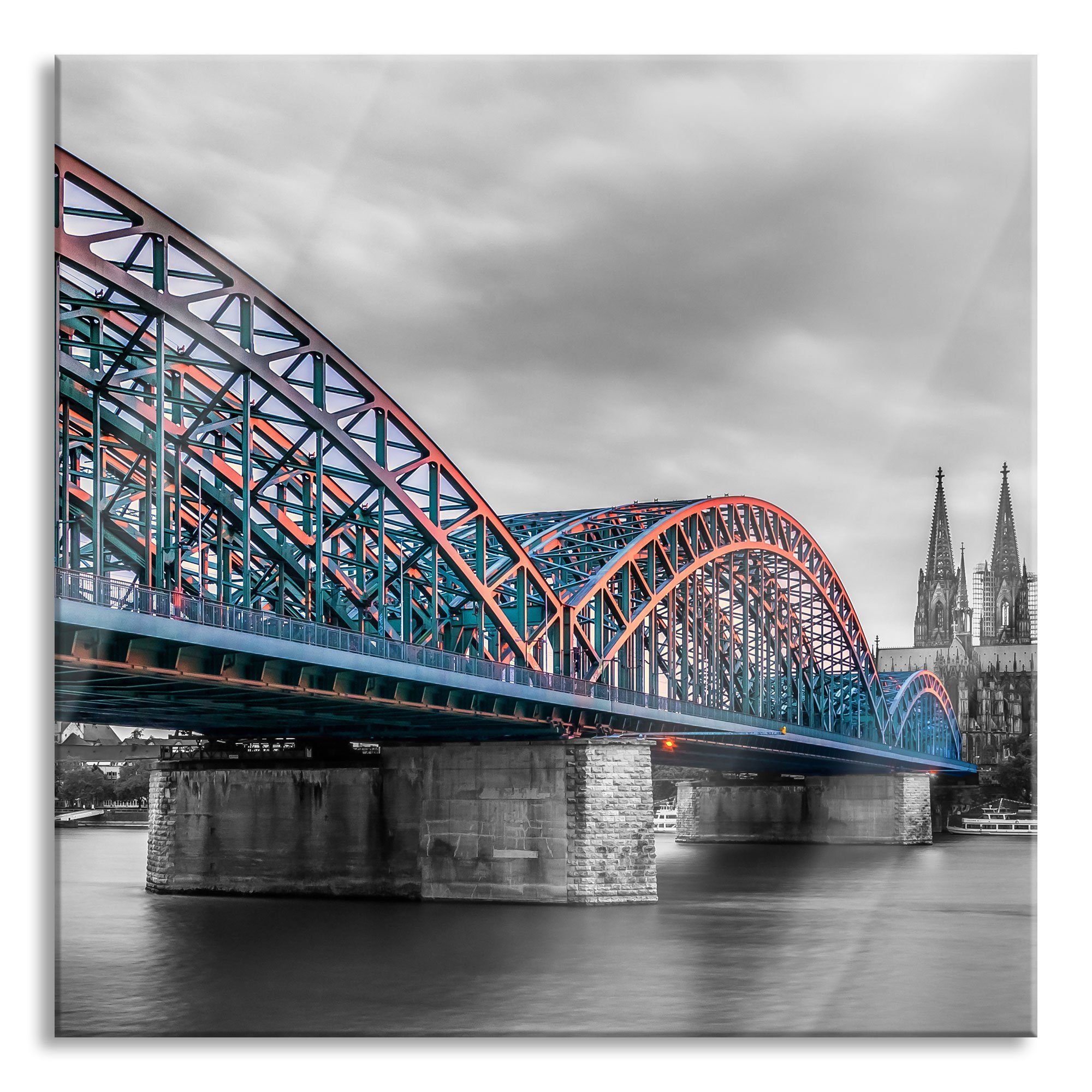 Pixxprint Glasbild Brücke Kölner Dom, Brücke Kölner Dom (1 St), Glasbild aus Echtglas, inkl. Aufhängungen und Abstandshalter