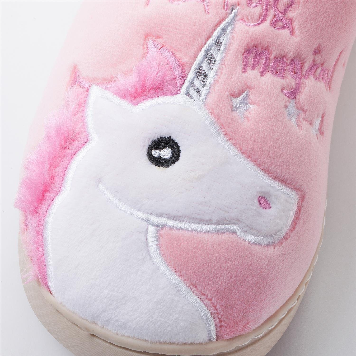 Katara Tier Pantoffeln Gr. 34-41 (Einhorn, Katze, Hase) Plüsch Hausschuhe Hausschuhe, weich, warm, süß, kuschelig, Plüsch Einhorn (Pink)