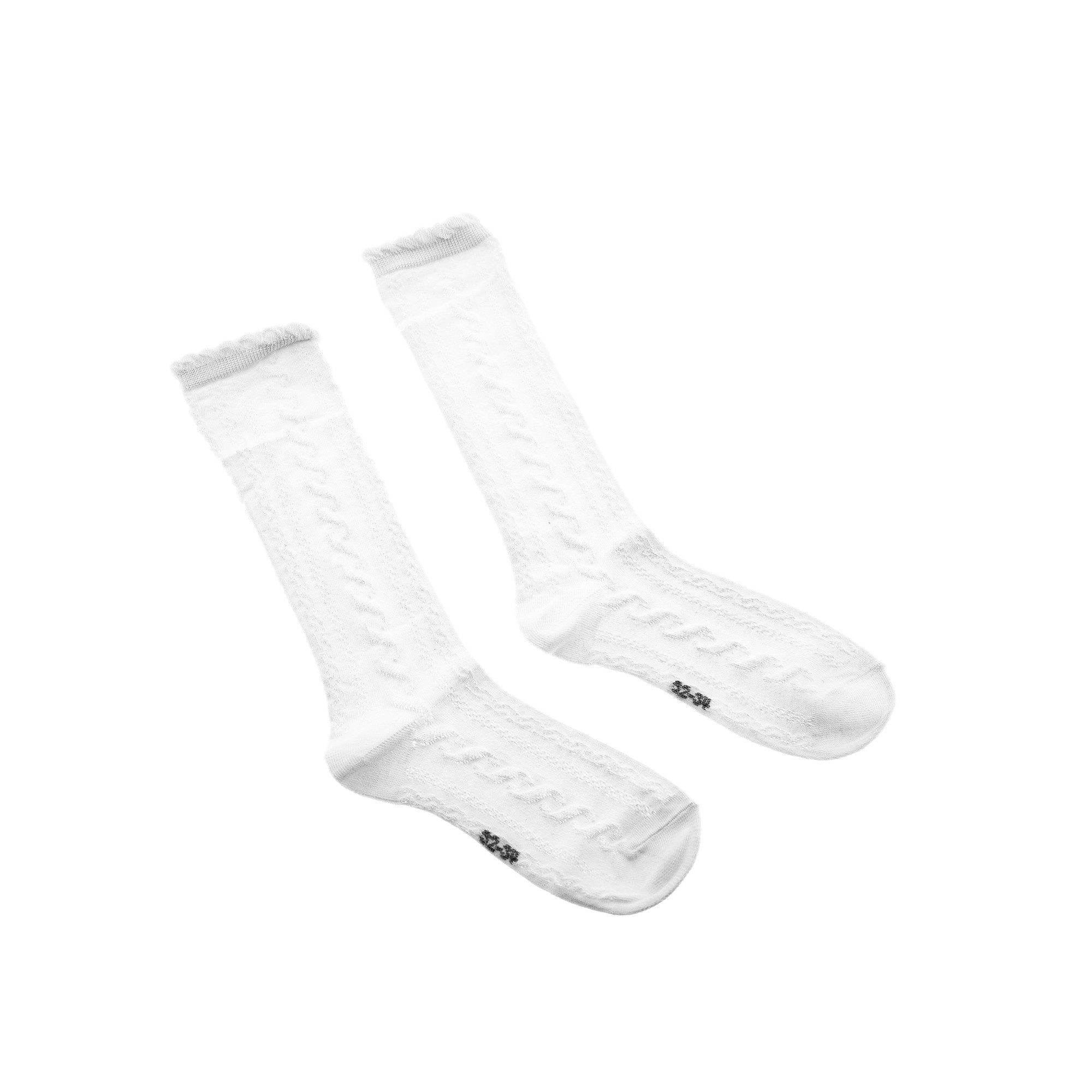 Aurellie Socken Kinder-Kniesocken mit Wellenmuster 20 DEN - Bequem & Stilvoll in Weiß (1-Paar)